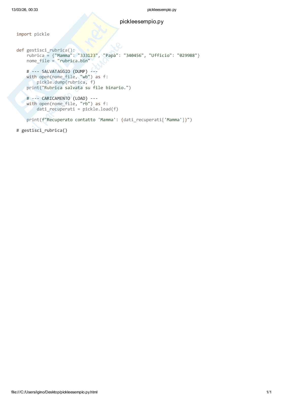 Pickle in Python Pag. 1