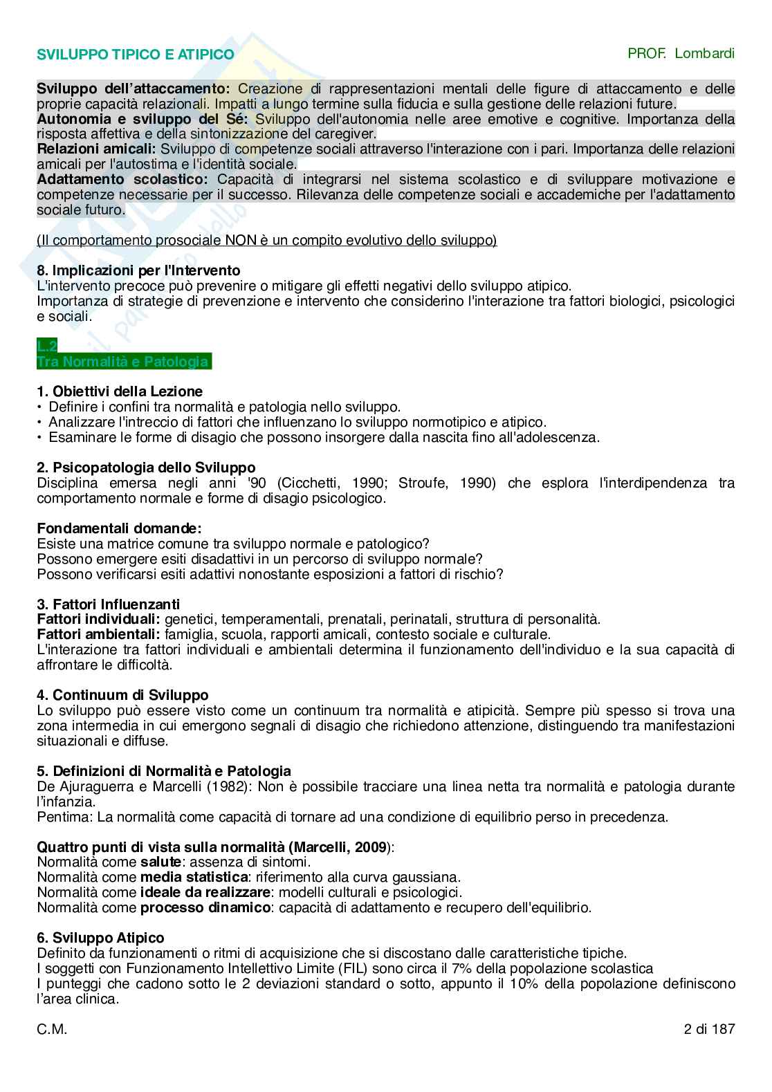 Psicologia dello sviluppo tipico e atipico  Pag. 2