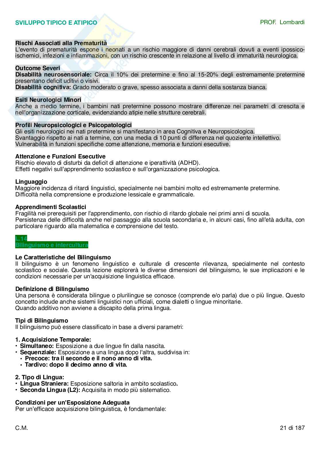 Psicologia dello sviluppo tipico e atipico  Pag. 21