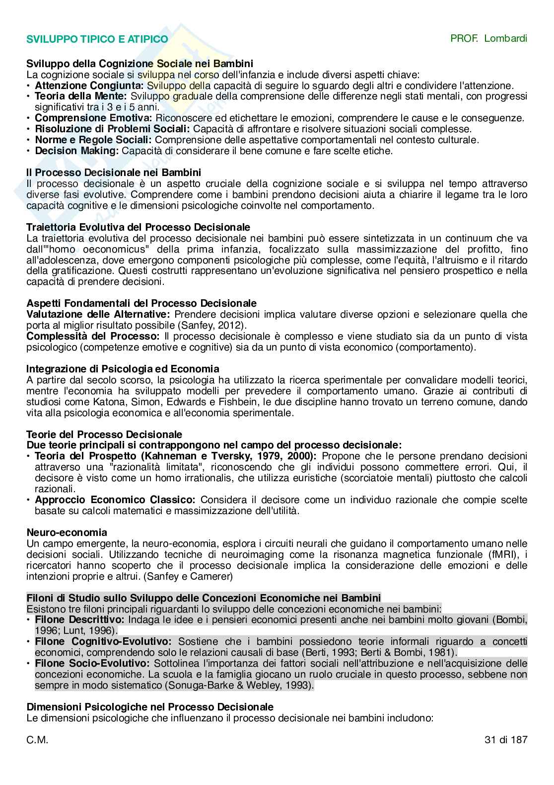 Psicologia dello sviluppo tipico e atipico  Pag. 31