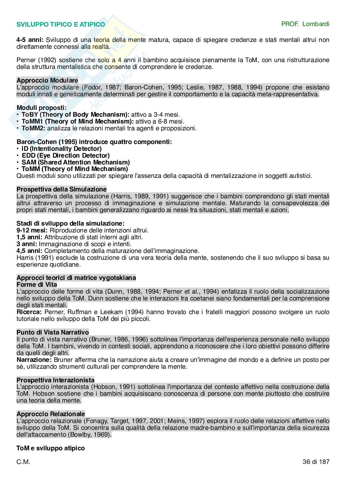 Psicologia dello sviluppo tipico e atipico  Pag. 36