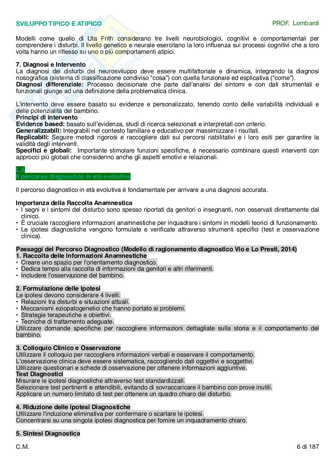 Psicologia dello sviluppo tipico e atipico  Pag. 6