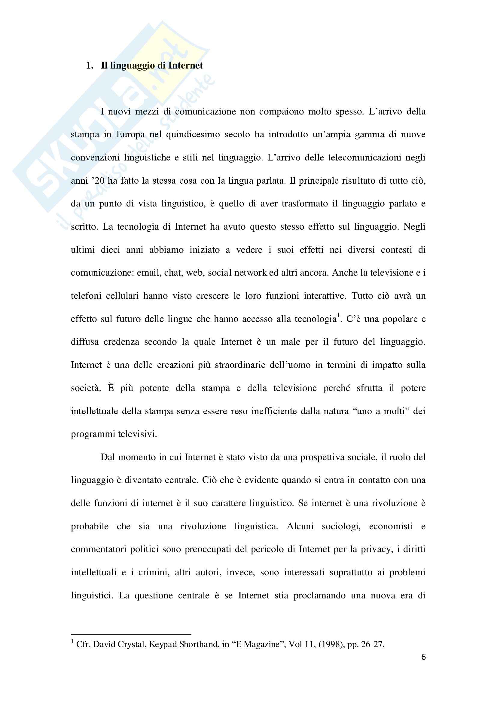 Linguaggio di Internet, Lingua inglese Pag. 6