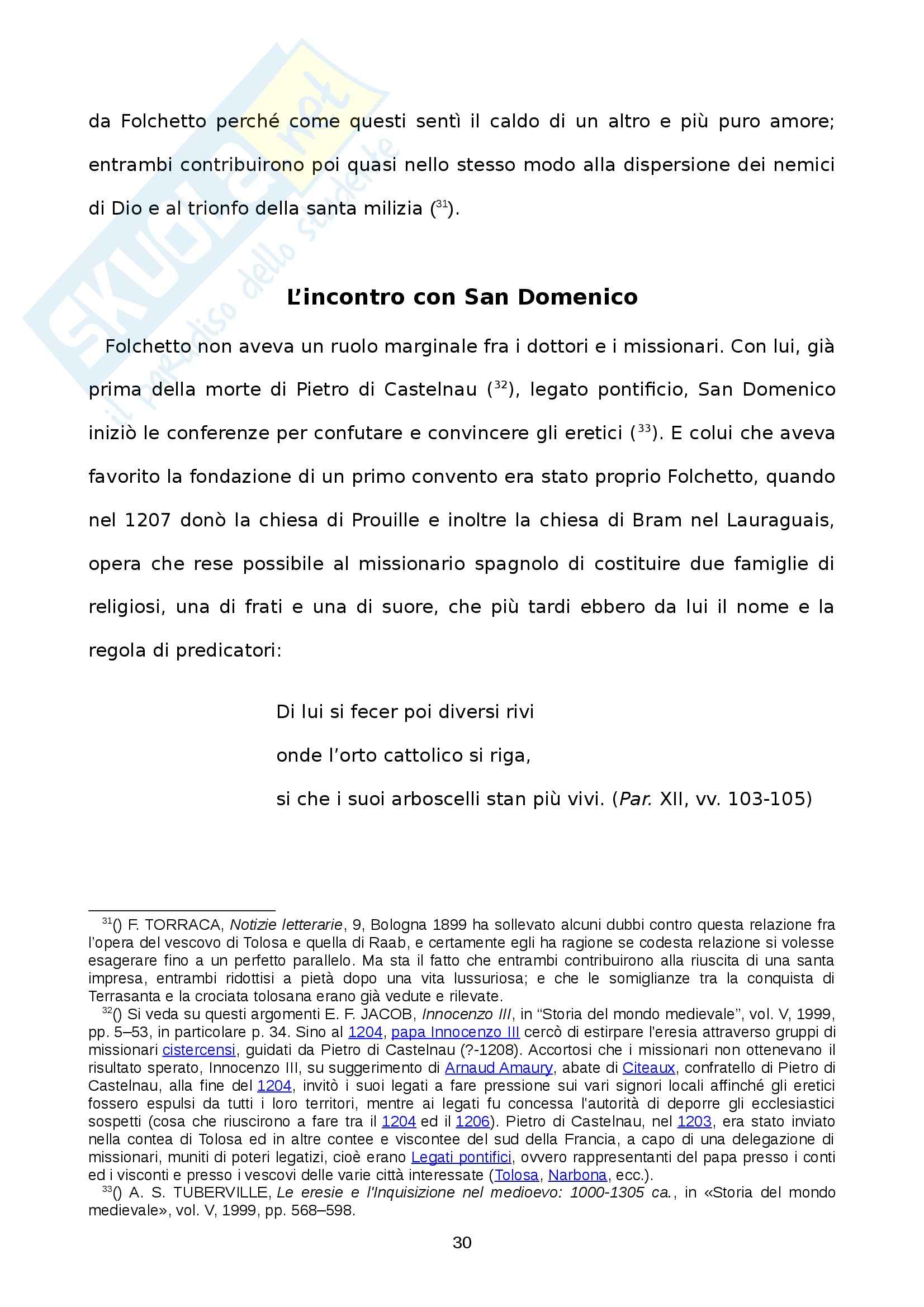 La figura di Folchetto di Marsiglia nella «Commedia» di Dante - Tesi Pag. 26