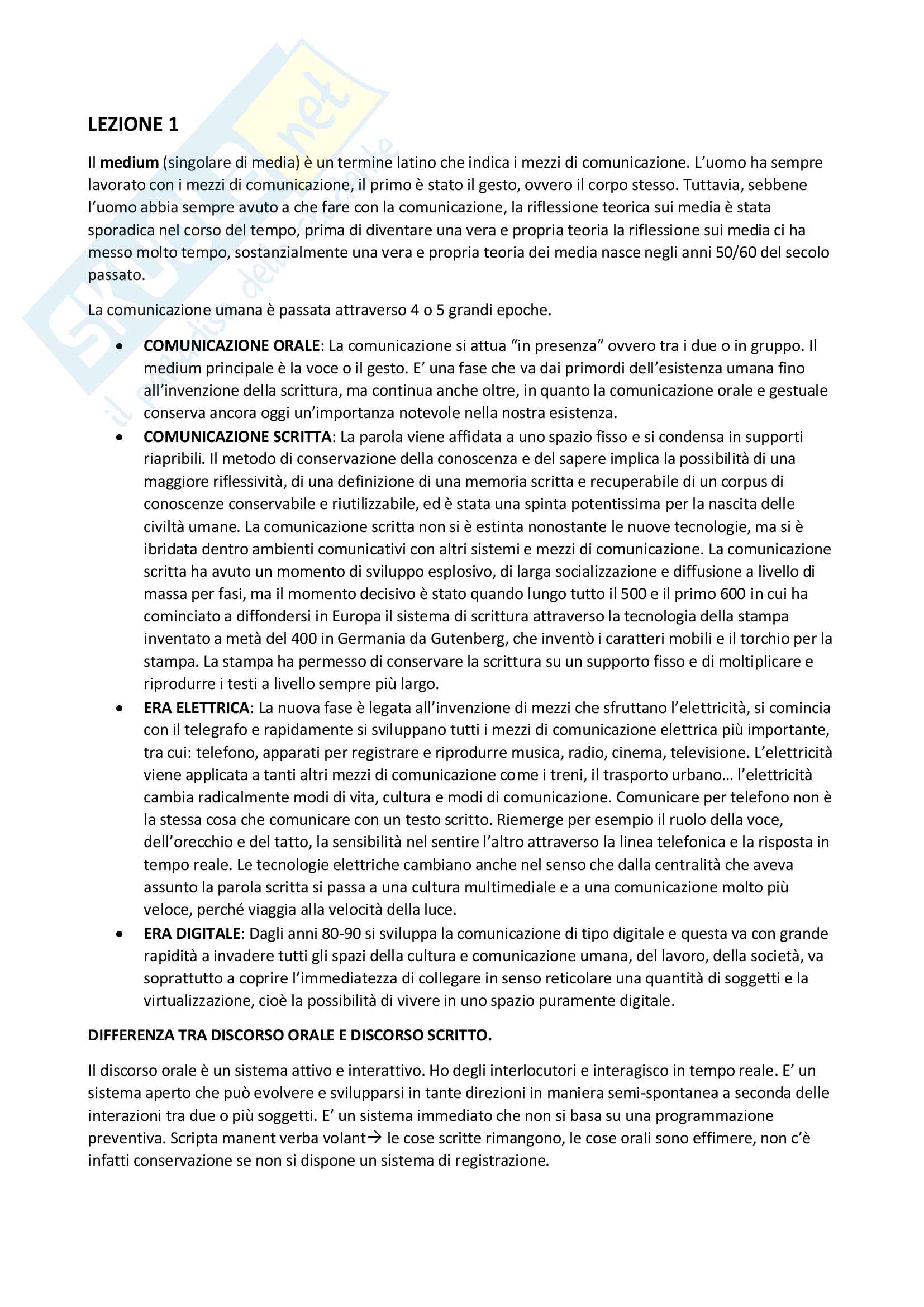 Appunti Modulo A - Mediologia Pag. 1