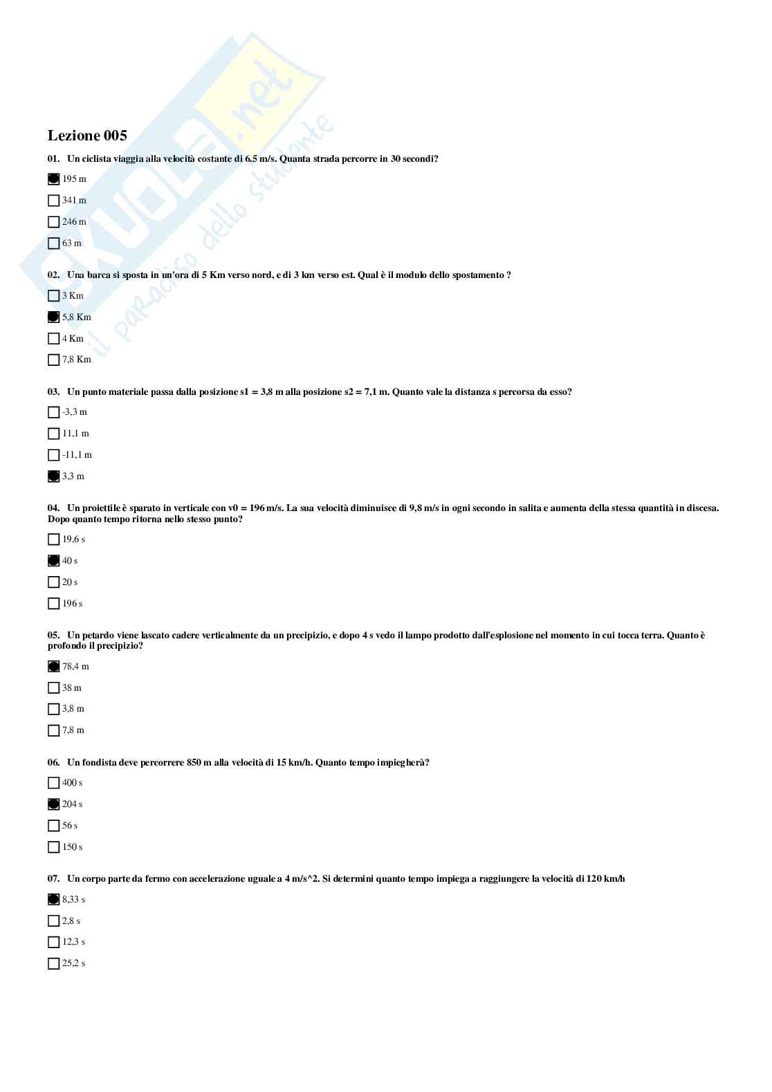Paniere con risposte chiuse - Fisica (2021/2022) Pag. 11