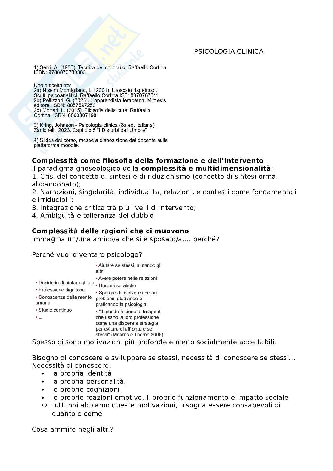 Appunti esame Psicologia clinica Pag. 1