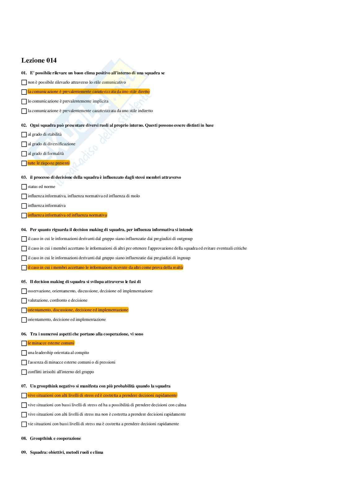 Paniere di motivazione e crescita personale - risposte multiple Pag. 16