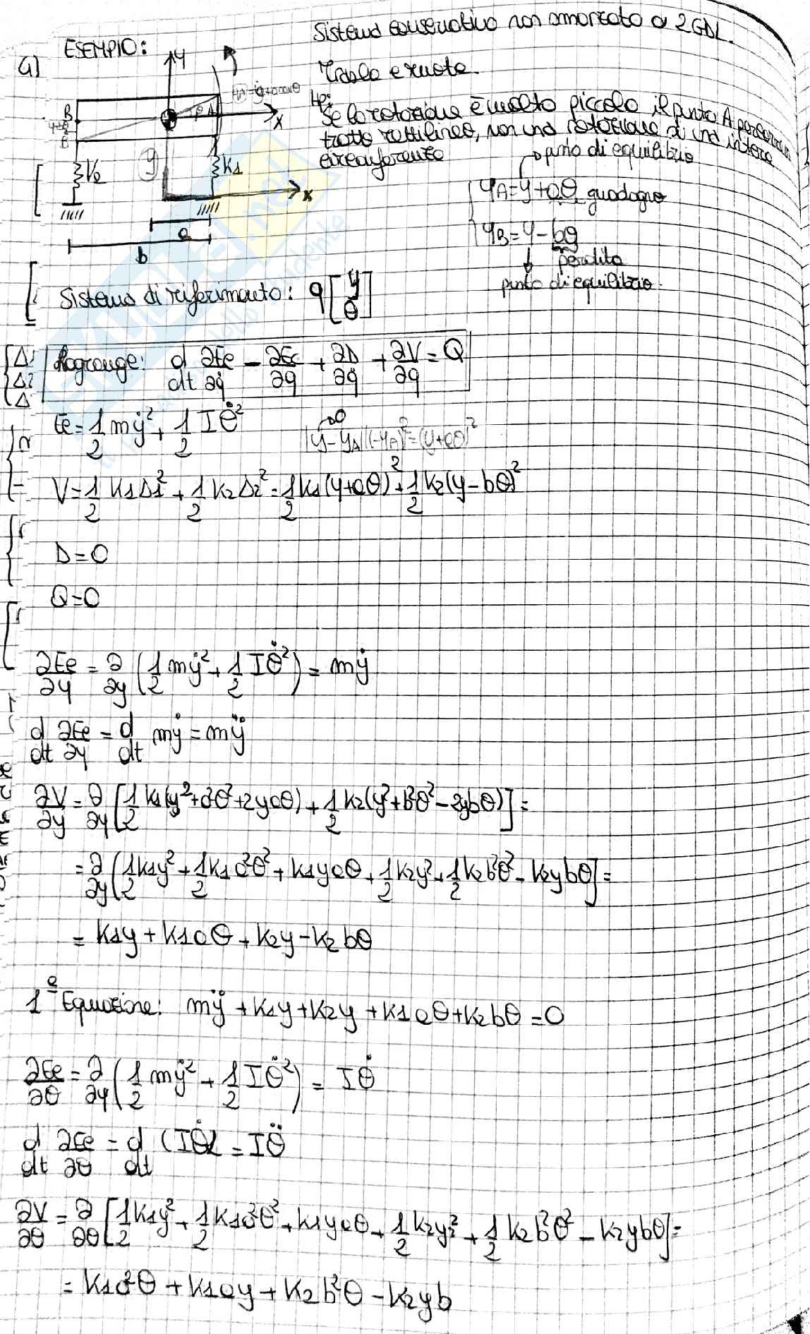 Esercizi d'esame (svolti) Meccanica Applicata alle Macchine - Metodo di Lagrange D'Alembert - De Simone - Scansione Pag. 6