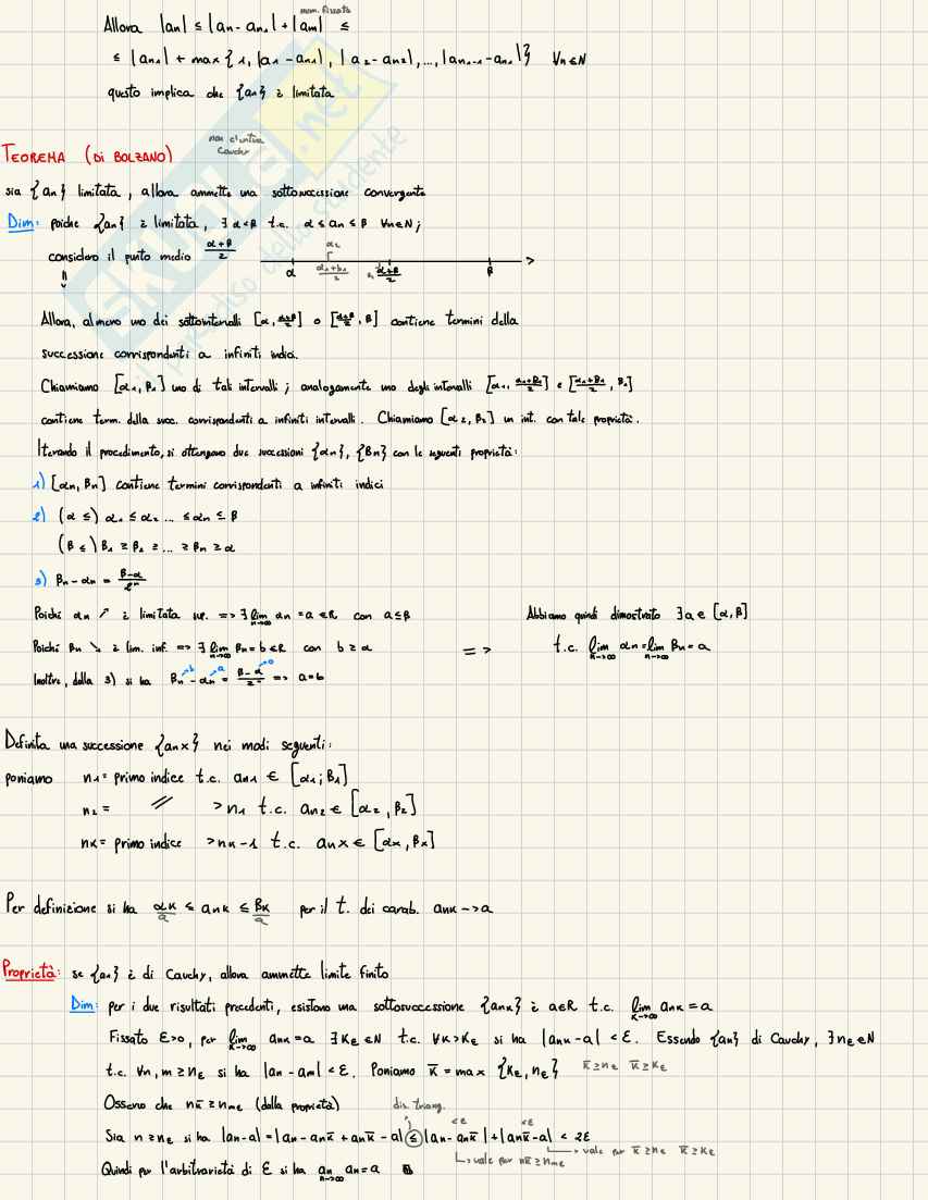 Appunti Analisi 1: sottosuccessioni, Cauchy, medie e successioni ricorsive Pag. 2