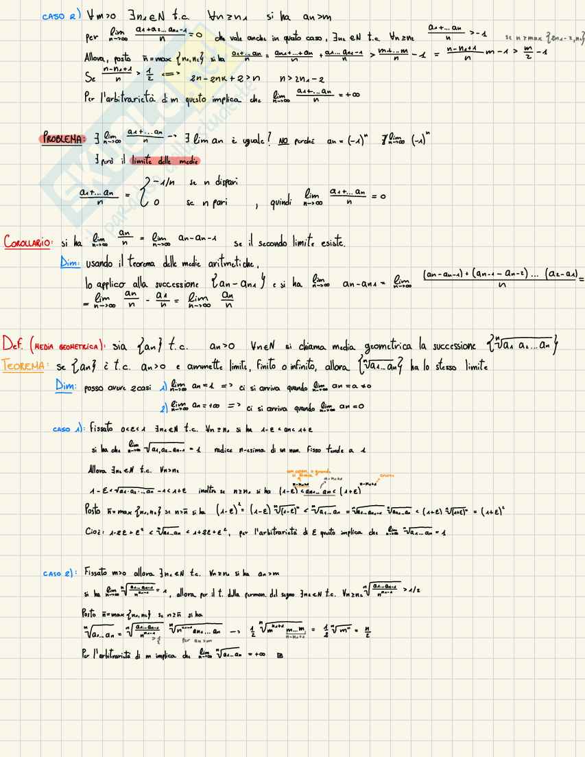 Appunti Analisi 1: sottosuccessioni, Cauchy, medie e successioni ricorsive Pag. 6