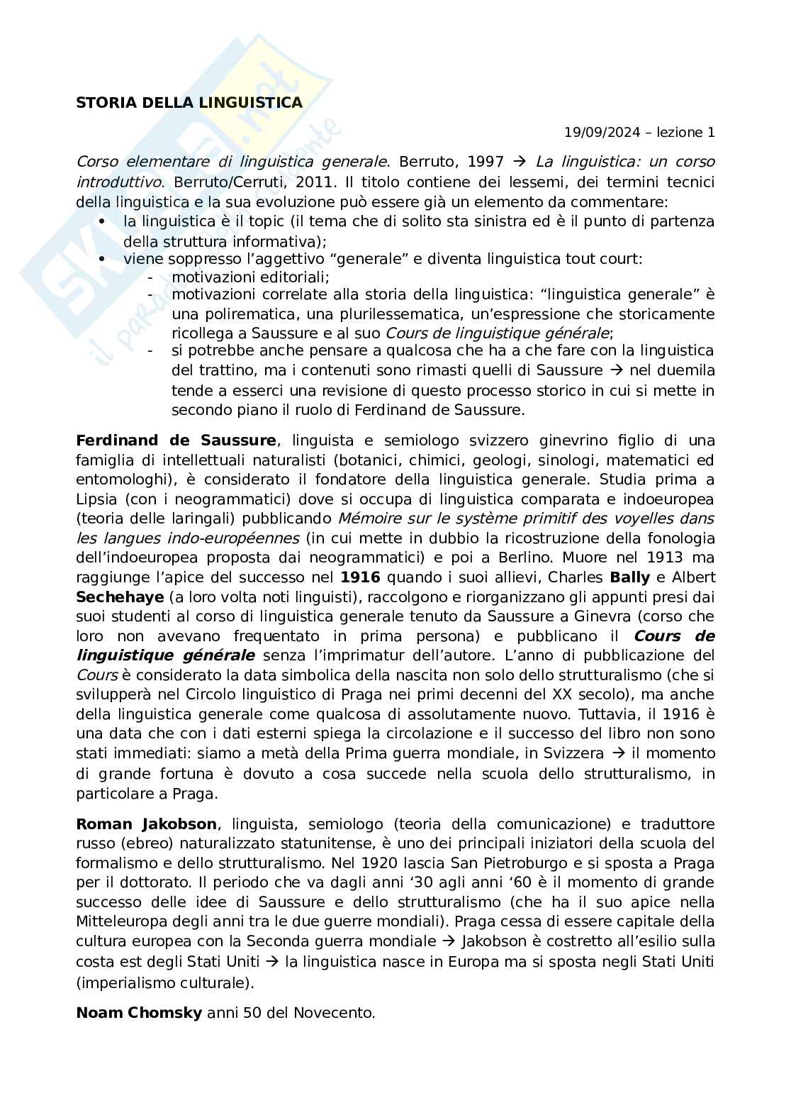 Storia della linguistica Pag. 1