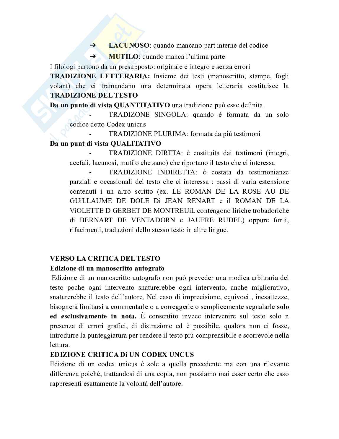 Appunti completi di Filologia romanza (avanzato) Pag. 16