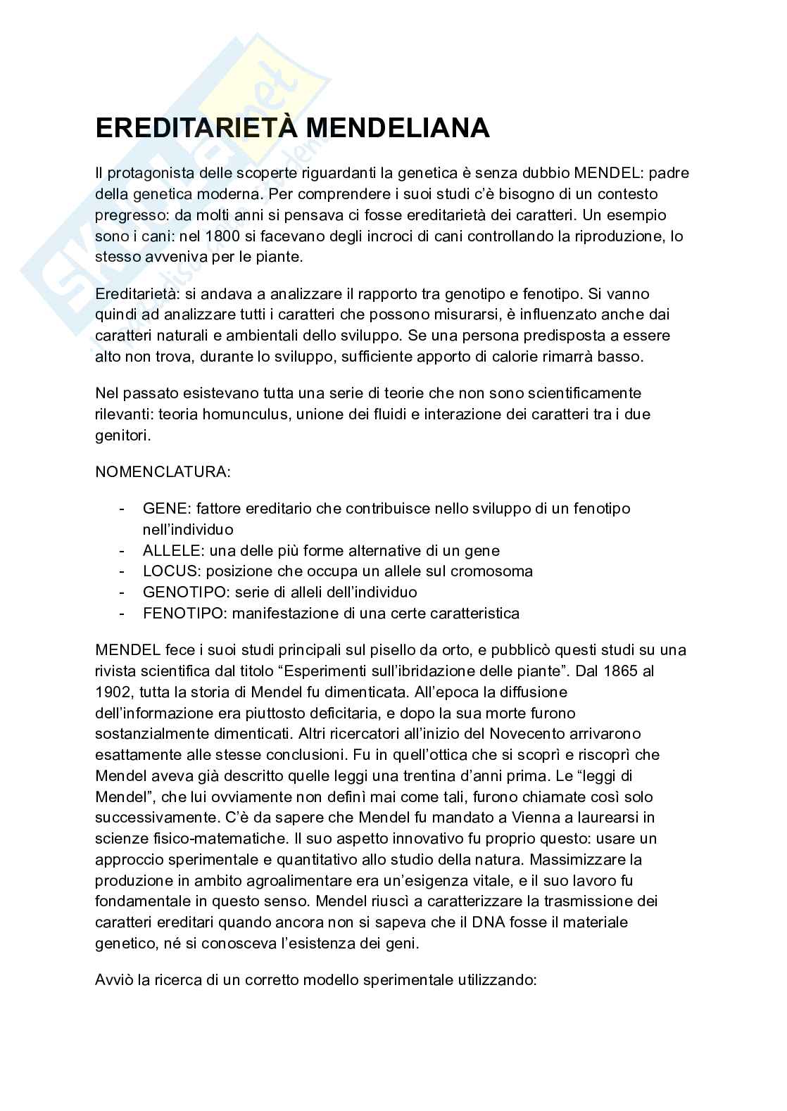 Eredità mendeliana  Pag. 1