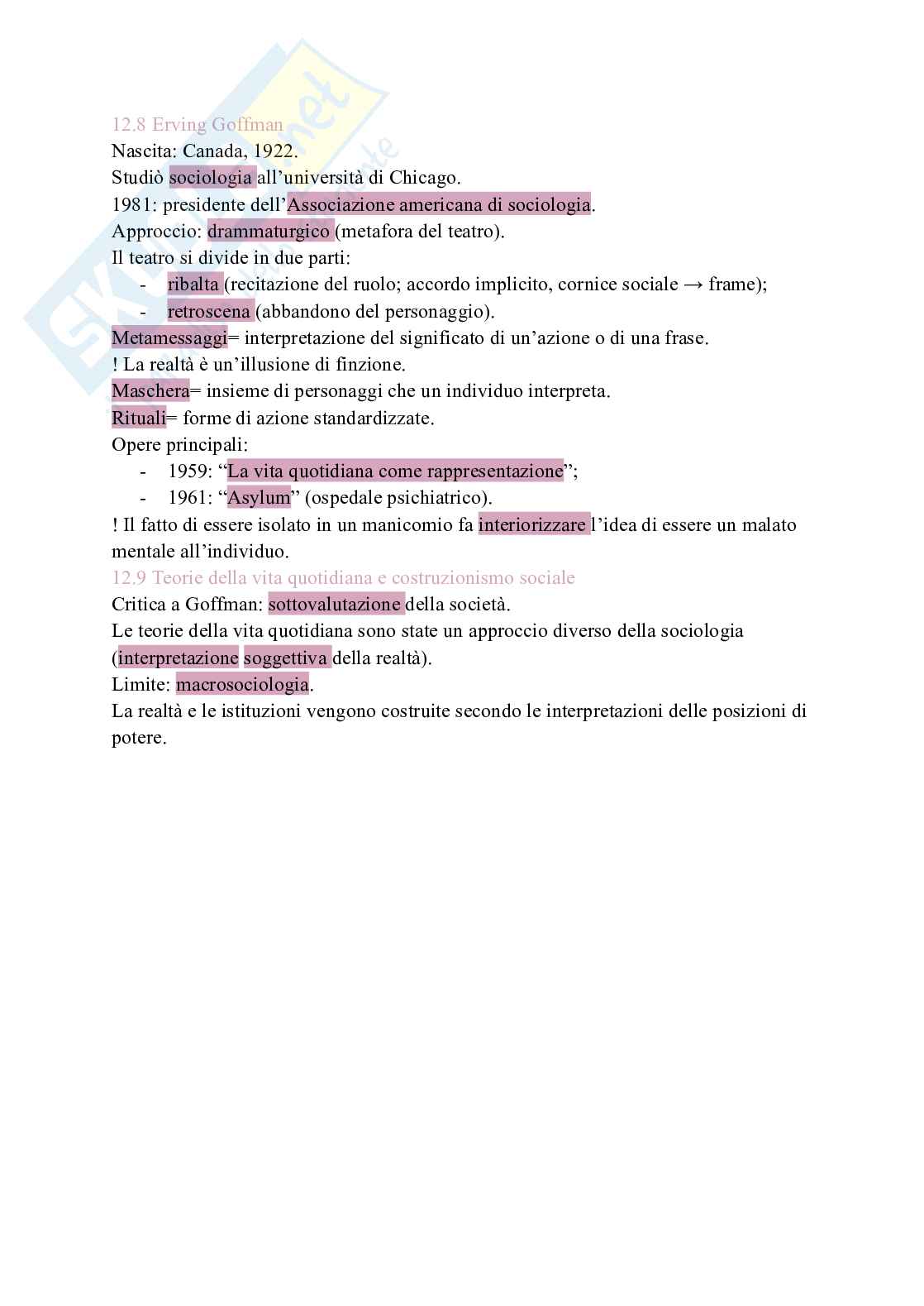 Riassunto esame Sociologia , Prof. Iannone Roberta, libro consigliato Il mondo in questione, Jedlowski Pag. 26