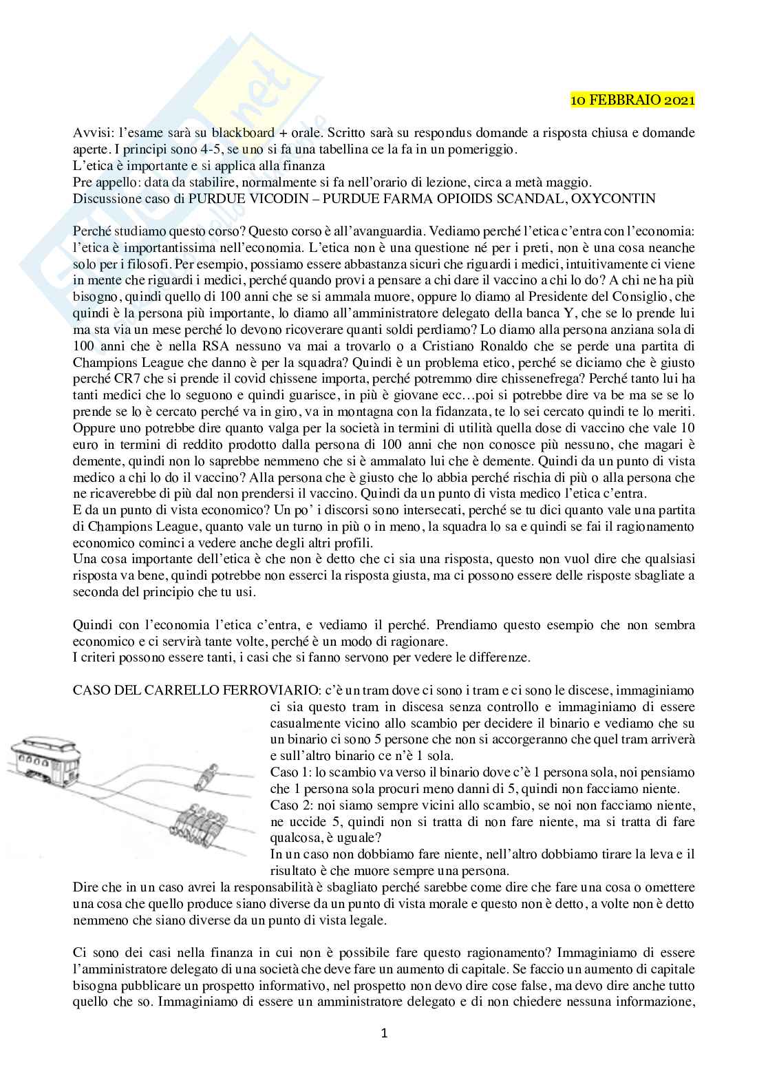 Appunti di Etica della finanza, lezioni complete Pag. 1