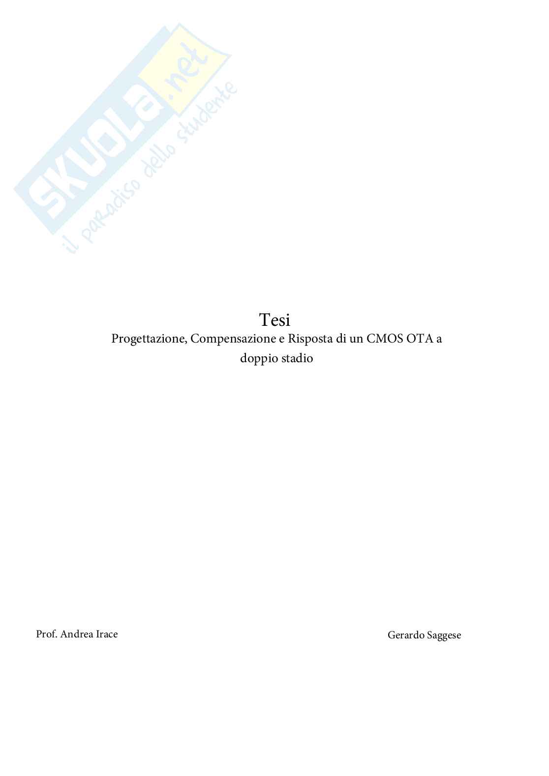 Progettazione, compensazione e risposta di un CMOS OTA a doppio stadio Pag. 1