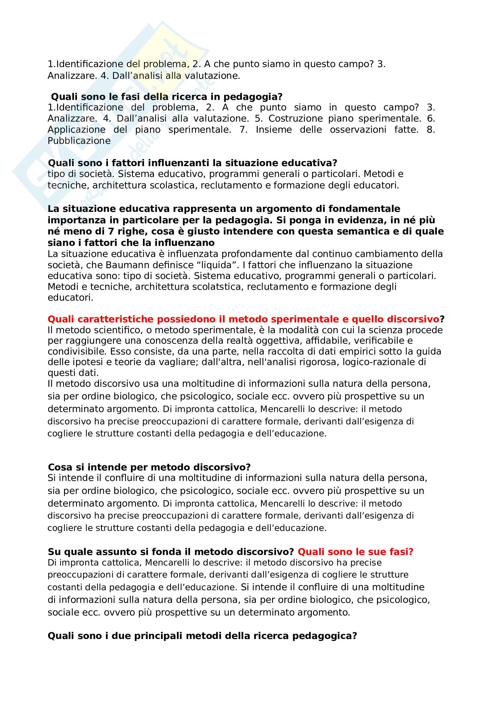 Paniere domande multiple pedagogia generale e sociale Pag. 16