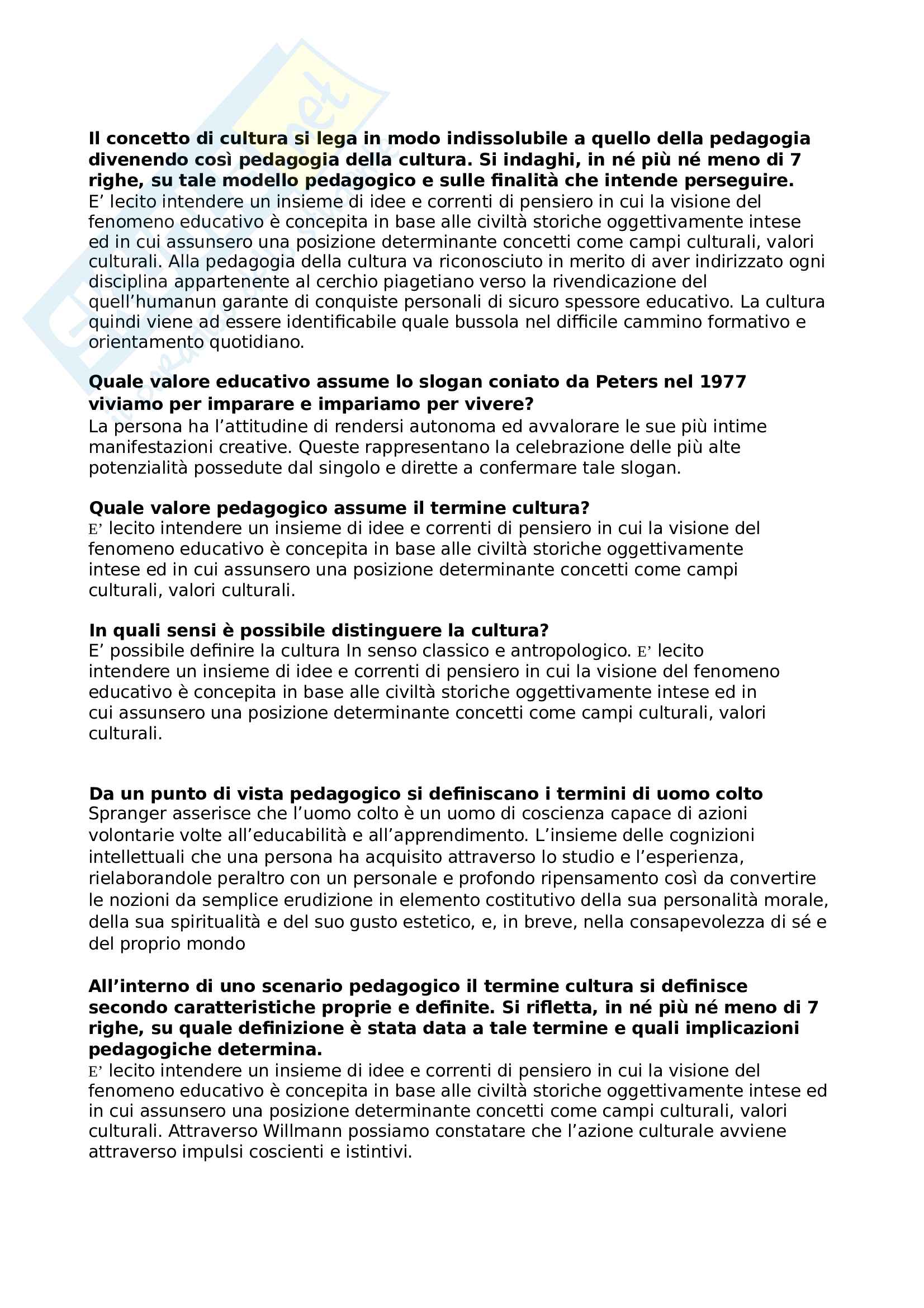 Domande Esame Pedagogia Generale E Sociale