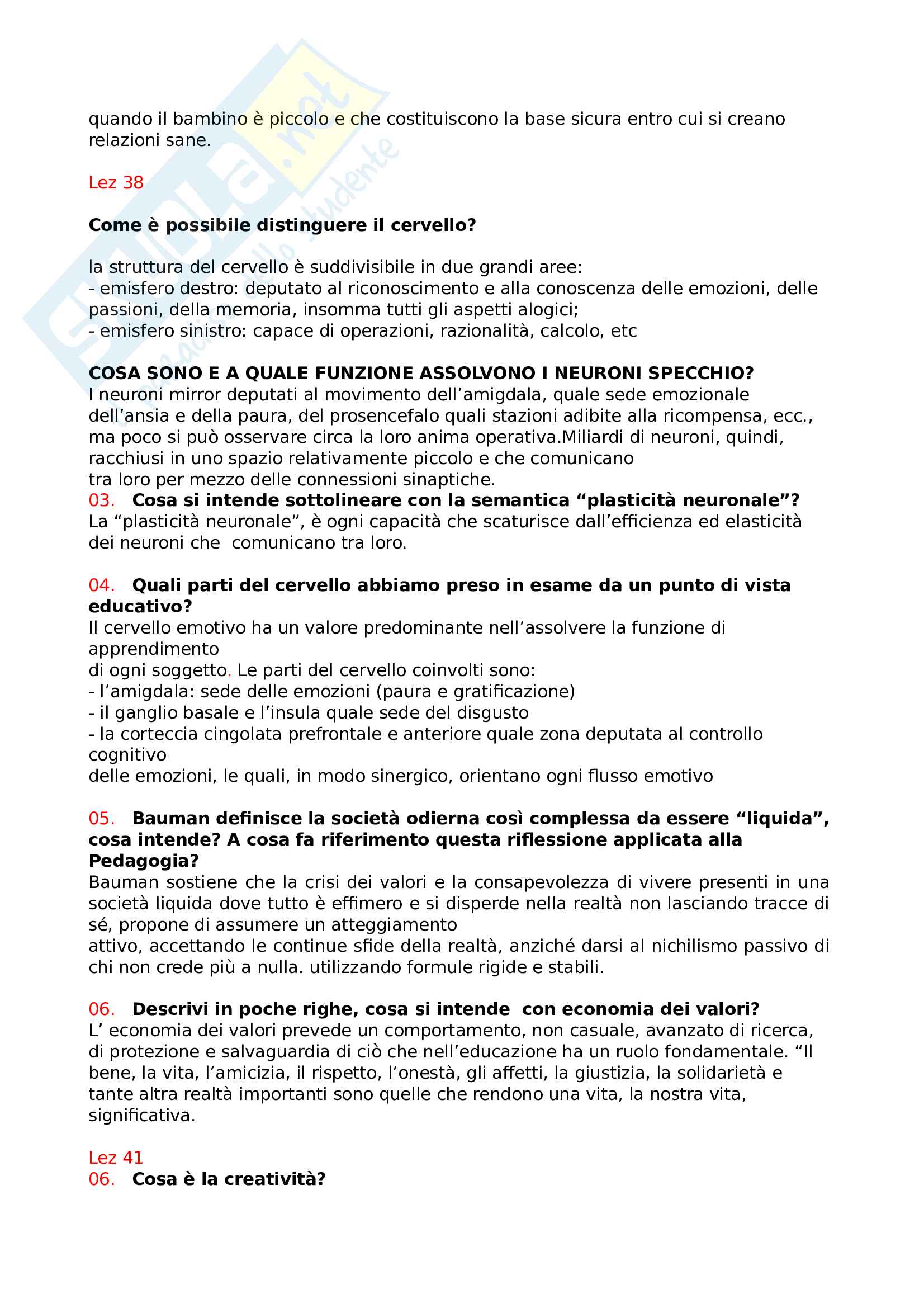 Domande Esame Pedagogia Generale E Sociale