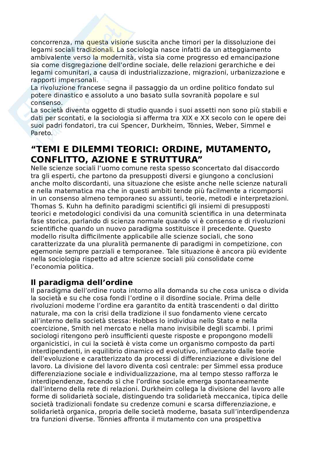 Riassunto esame Sociologia e metodologia della ricerca sociale, Prof. Bevilacqua Emiliano, libro consigliato Sociologia. I concetti di base, Bagnasco, Barbagli, Cavalli Pag. 2