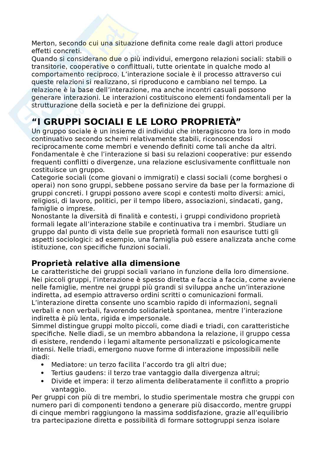 Riassunto esame Sociologia e metodologia della ricerca sociale, Prof. Bevilacqua Emiliano, libro consigliato Sociologia. I concetti di base, Bagnasco, Barbagli, Cavalli Pag. 26