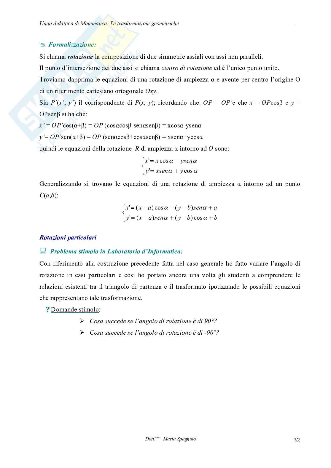 Trasformazioni geometriche nel piano: percorso didattico con Cabri Pag. 31