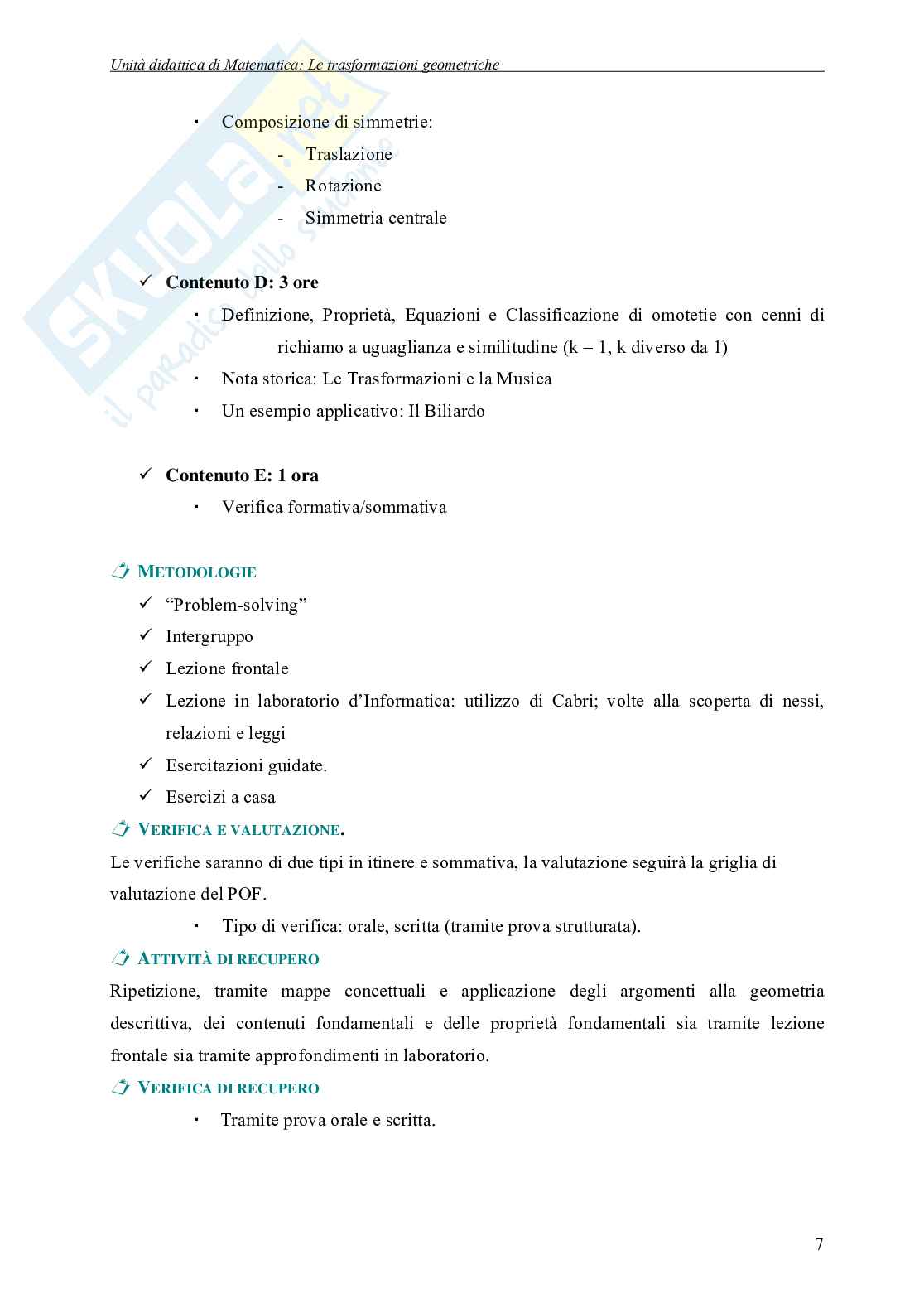 Trasformazioni geometriche nel piano: percorso didattico con Cabri Pag. 6