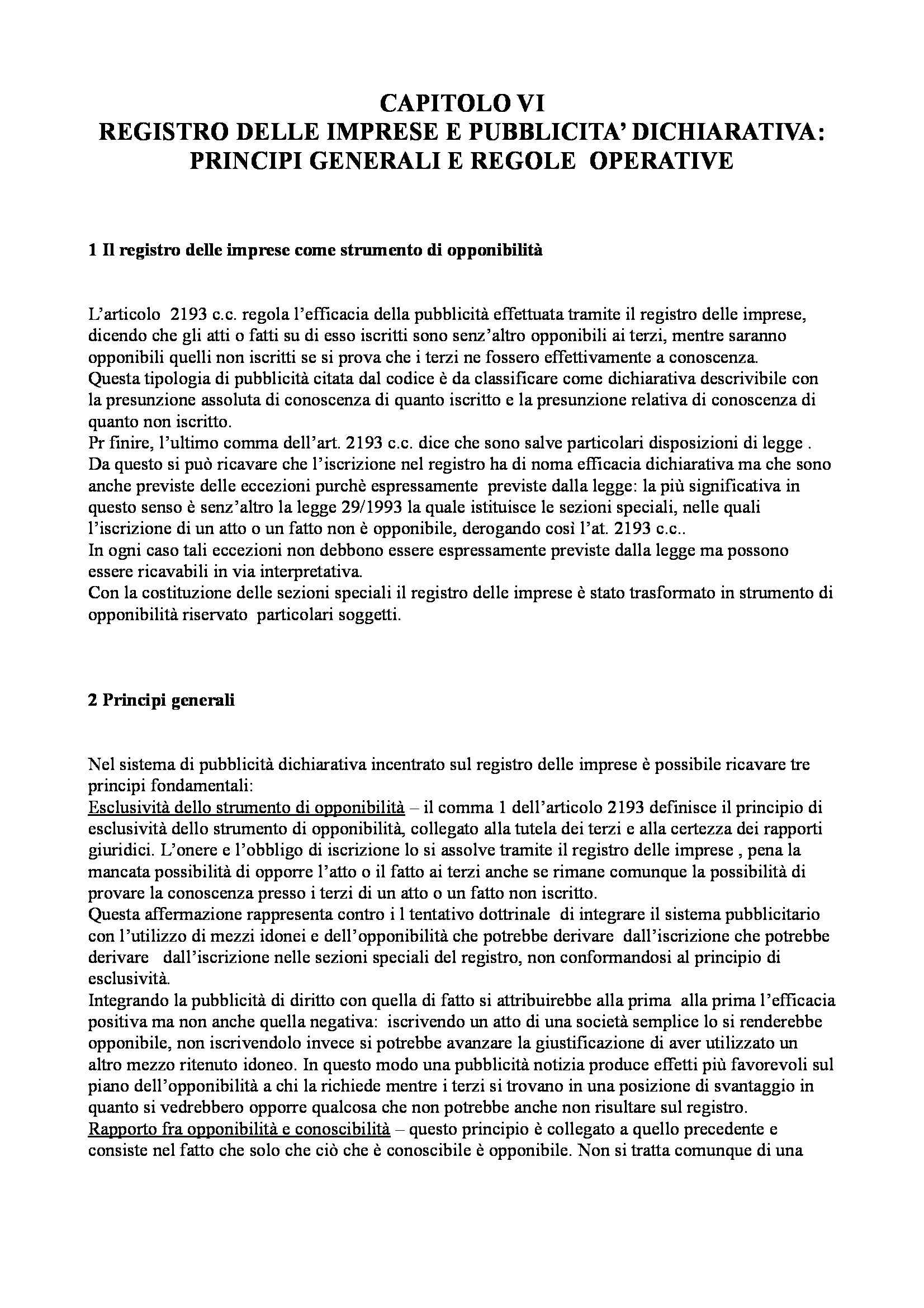 Riassunto esame Diritto Commerciale Avanzato, prof. Ibba, libro consigliato La Pubblicità delle Imprese Pag. 16