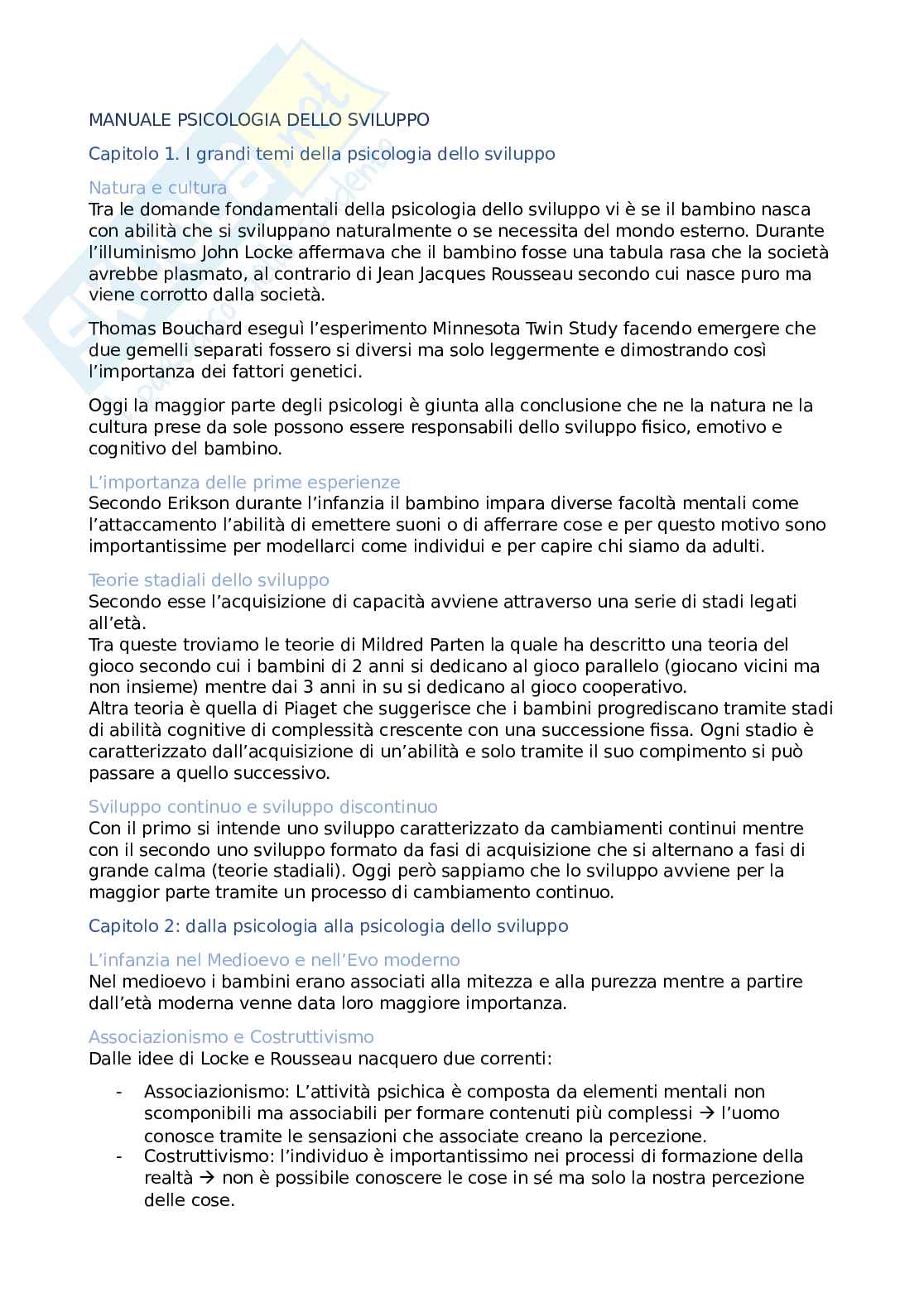 Appunti Psicologia dello sviluppo Pag. 1