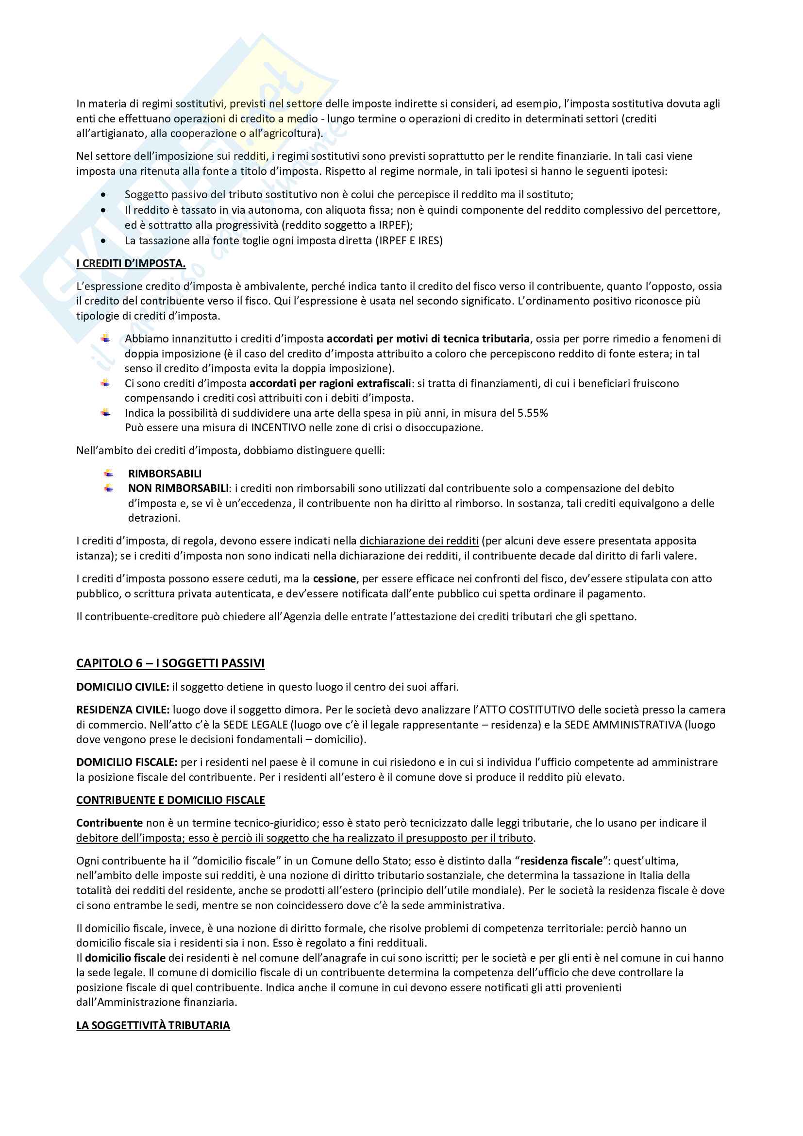 Riassunto esame  diritto tributario, Prof. Sabbi, libro consigliato Istituzioni di diritto tributario, Parte Generale, Tesauro Pag. 16