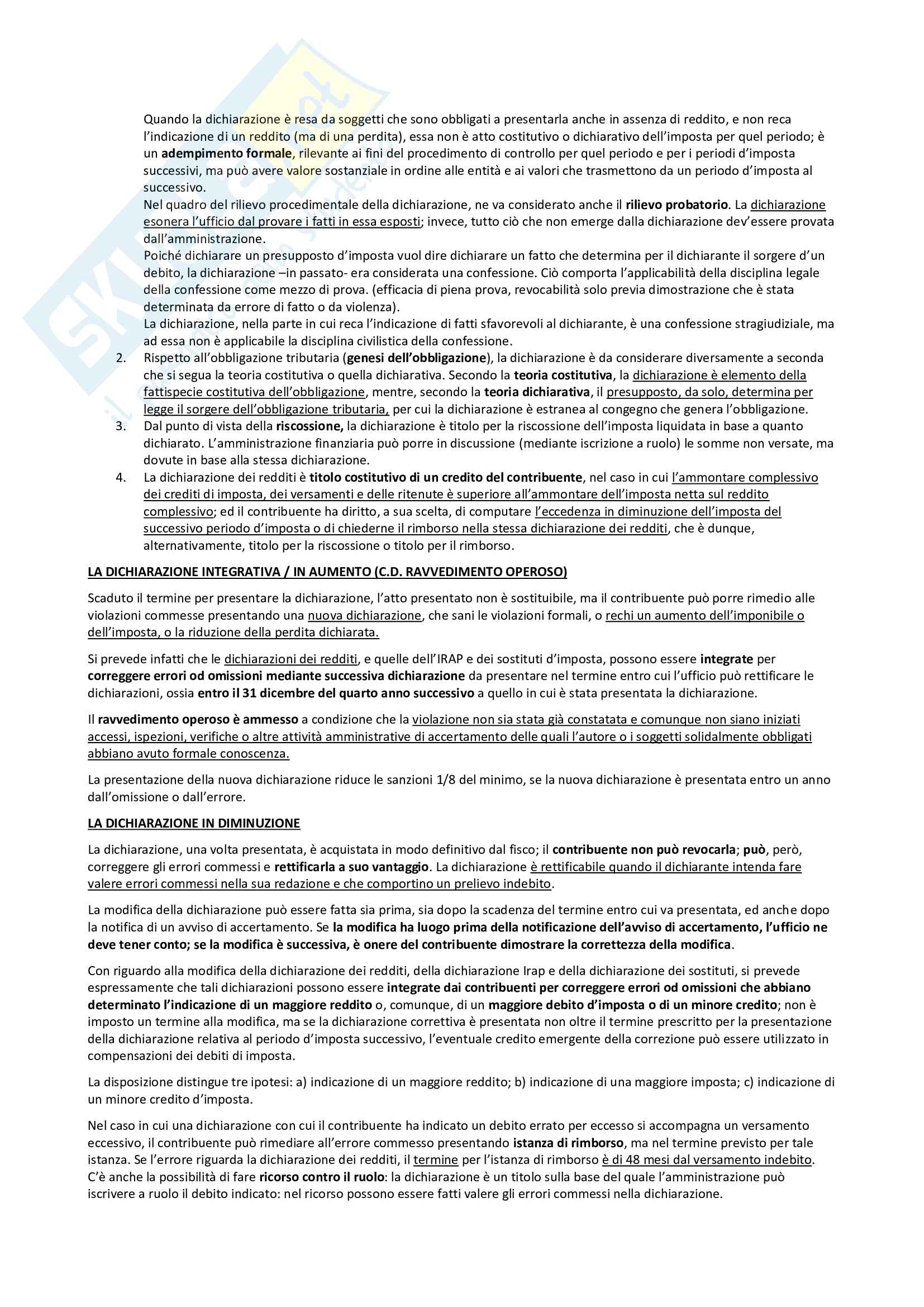 Riassunto esame  diritto tributario, Prof. Sabbi, libro consigliato Istituzioni di diritto tributario, Parte Generale, Tesauro Pag. 26