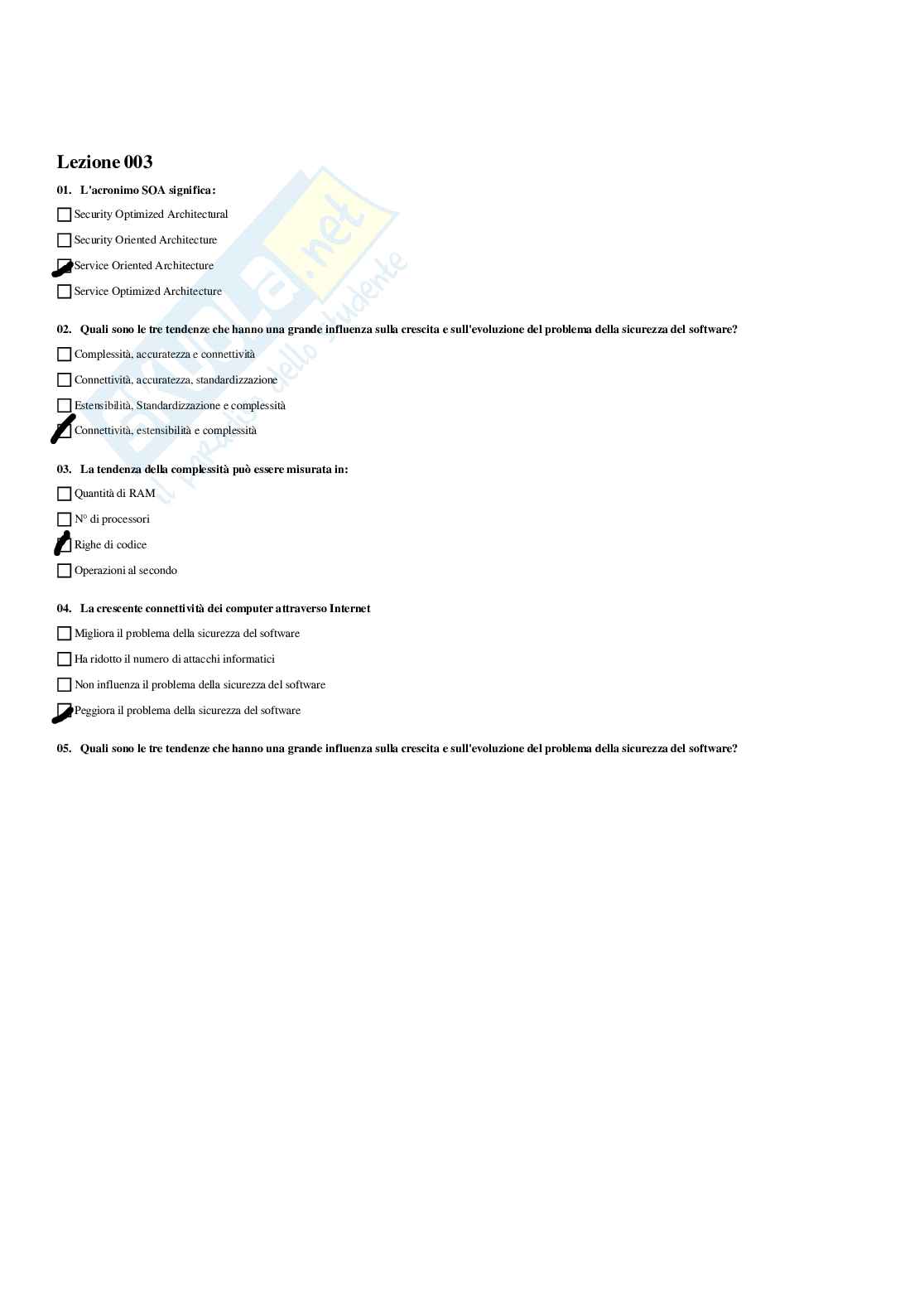 Paniere con risposte chiuse - Sicurezza del software (2023/2024) Pag. 2
