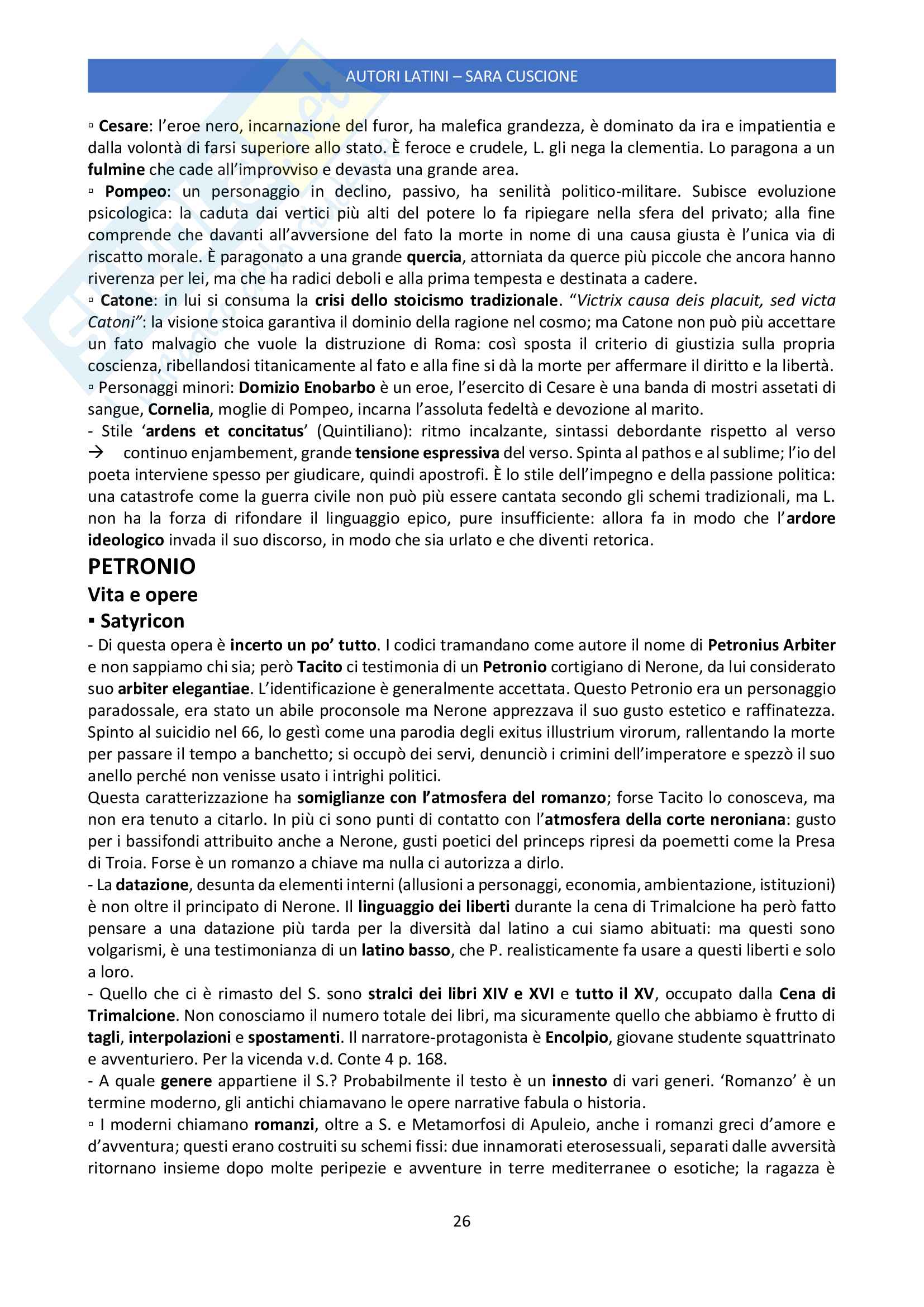 Riassunto personale per l'esame degli autori latini, prof. Silvia Stucchi, libri consigliati Conte Pinezzola latini - Conte Pinezzola Pag. 26