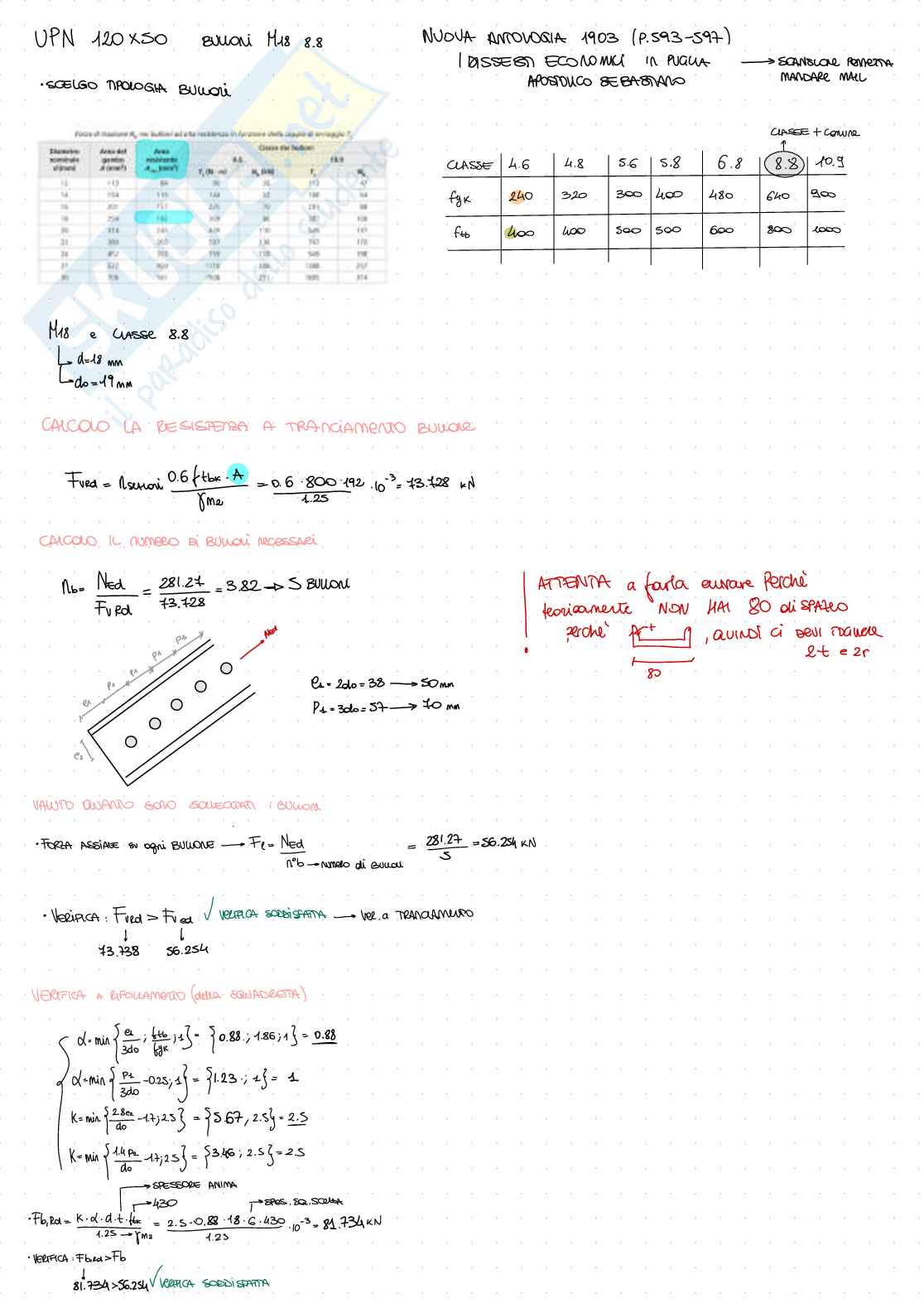 Prove d'esame svolte dettagliate Acciaio, Tecnica delle costruzioni - Parte 2/3 Pag. 6
