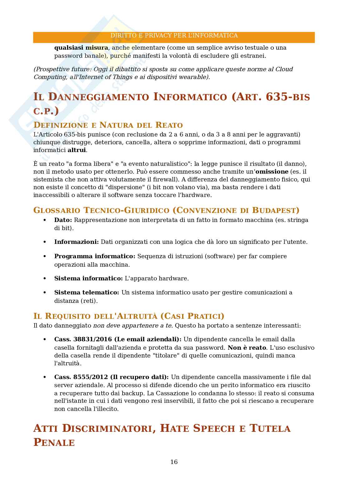 Appunti completi per Diritto e privacy per l'informatica Pag. 16