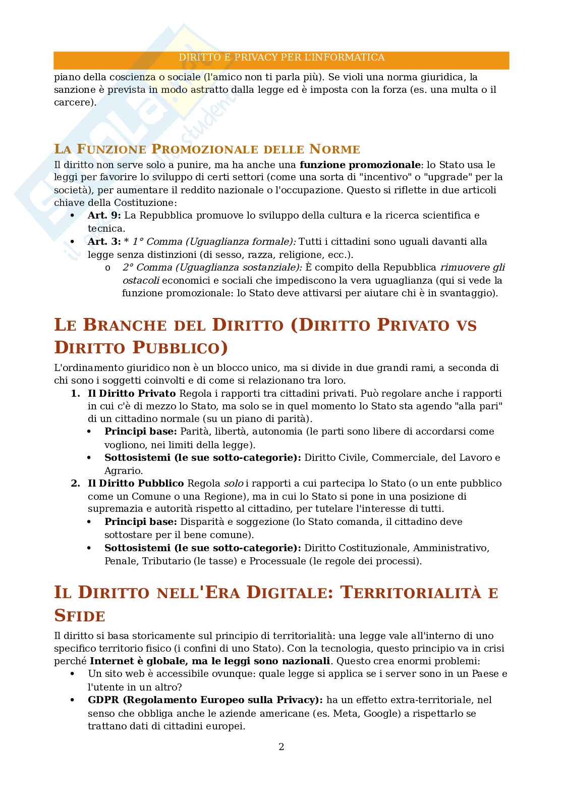 Appunti completi per Diritto e privacy per l'informatica Pag. 2