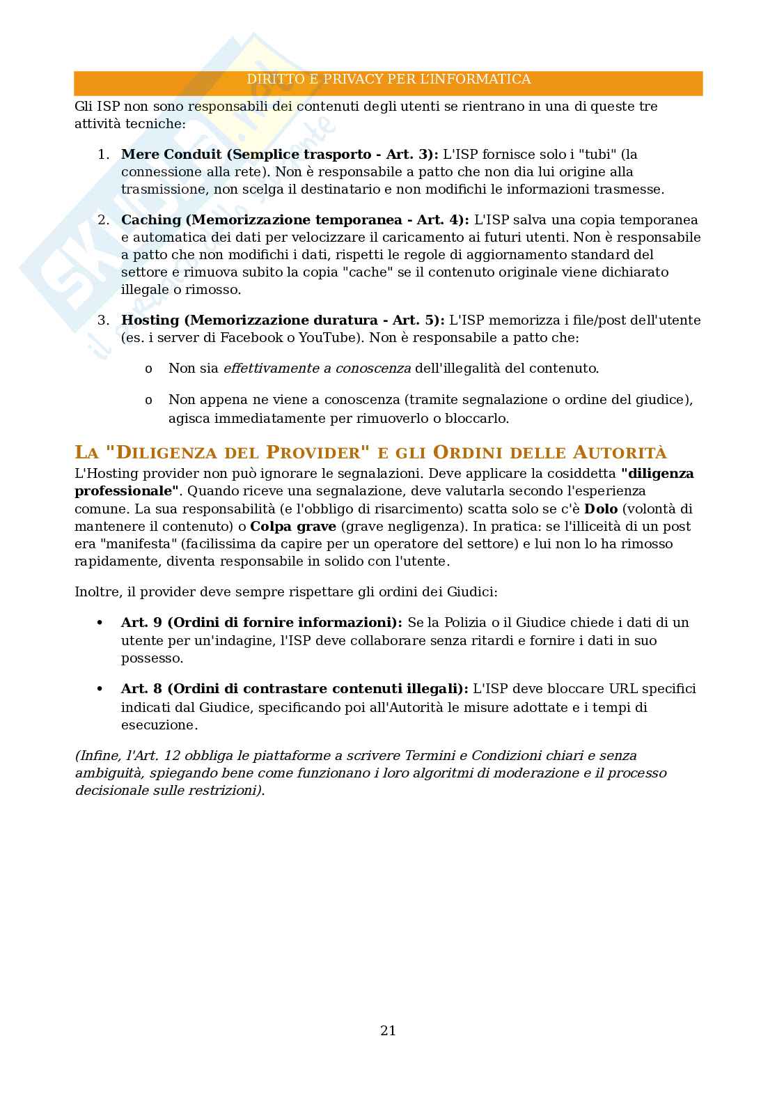 Appunti completi per Diritto e privacy per l'informatica Pag. 21