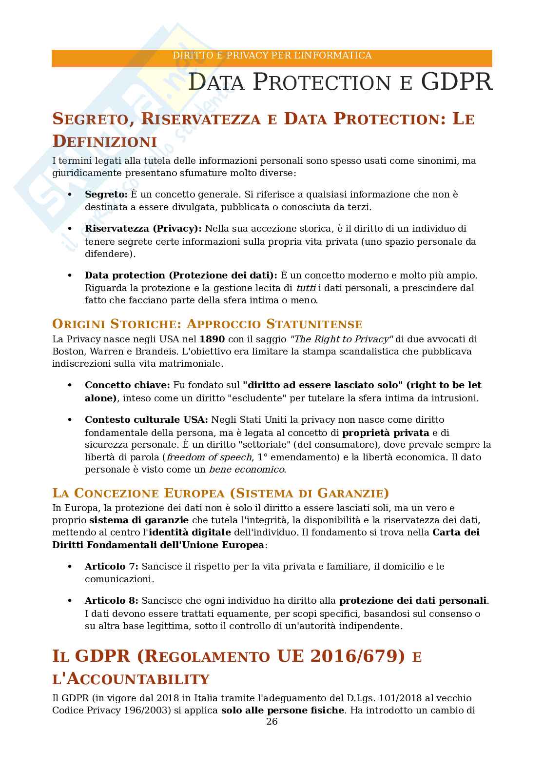 Appunti completi per Diritto e privacy per l'informatica Pag. 26