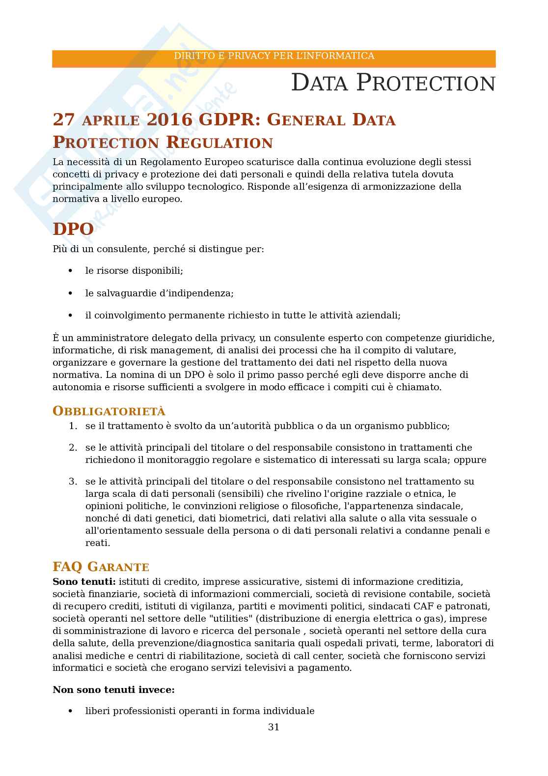 Appunti completi per Diritto e privacy per l'informatica Pag. 31