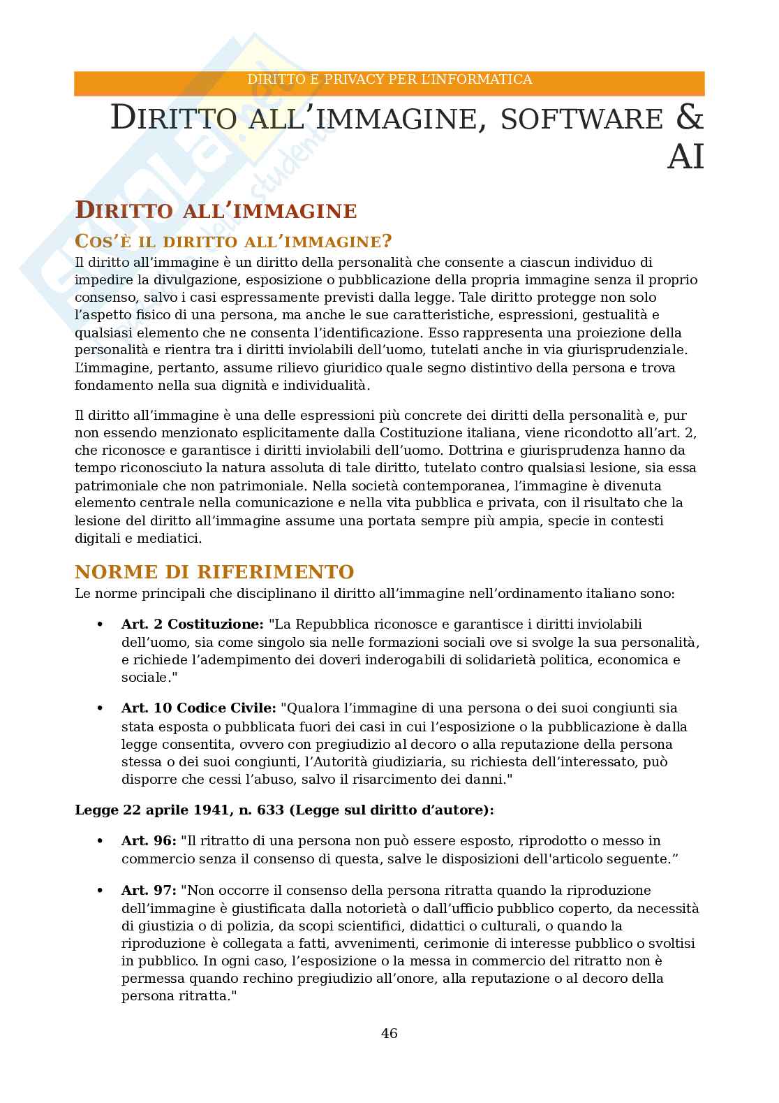 Appunti completi per Diritto e privacy per l'informatica Pag. 46