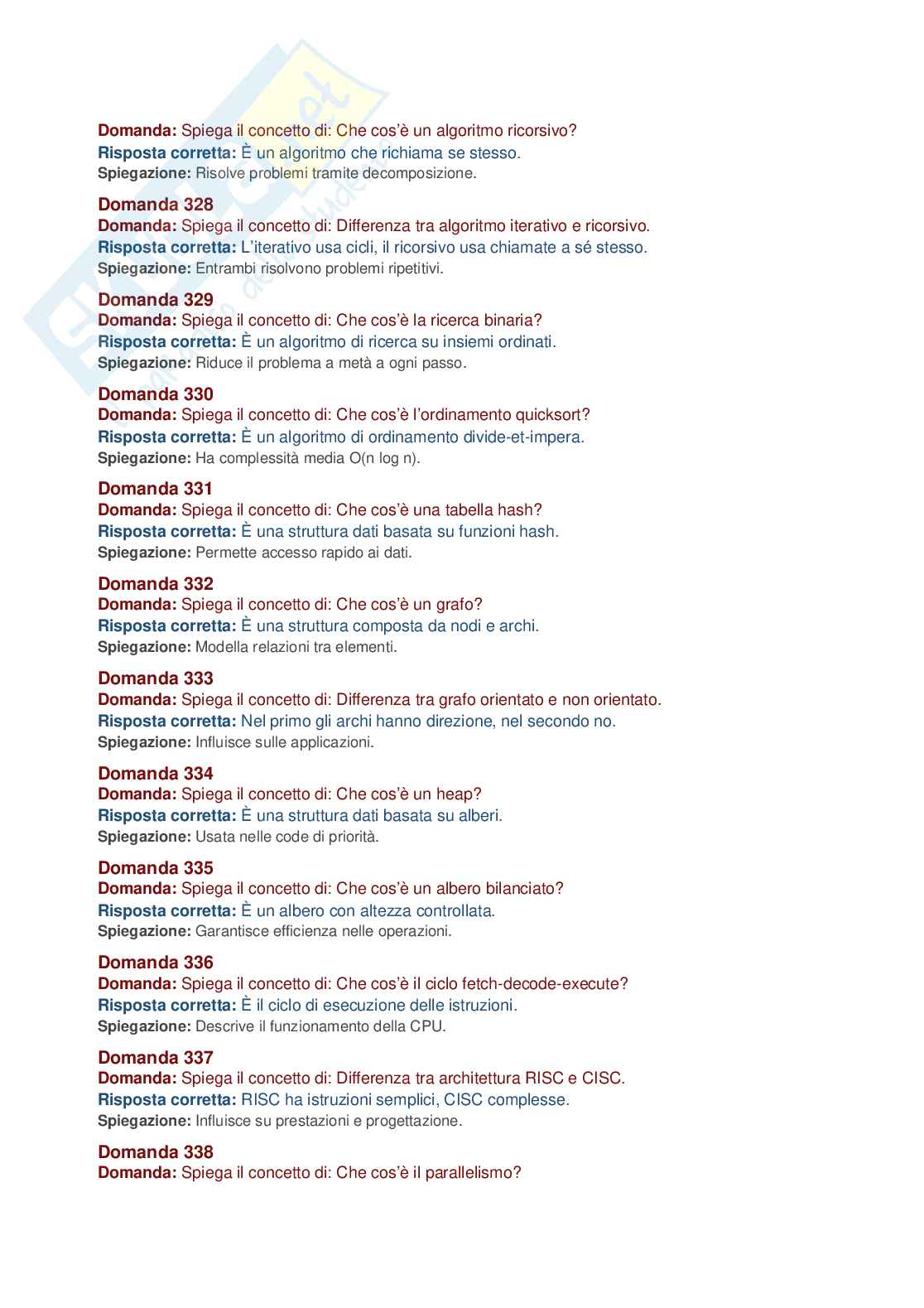 Informatica – 512 domande d’esame con risposte e spiegazioni complete, Prove d'esame di Fondamenti di informatica Pag. 31