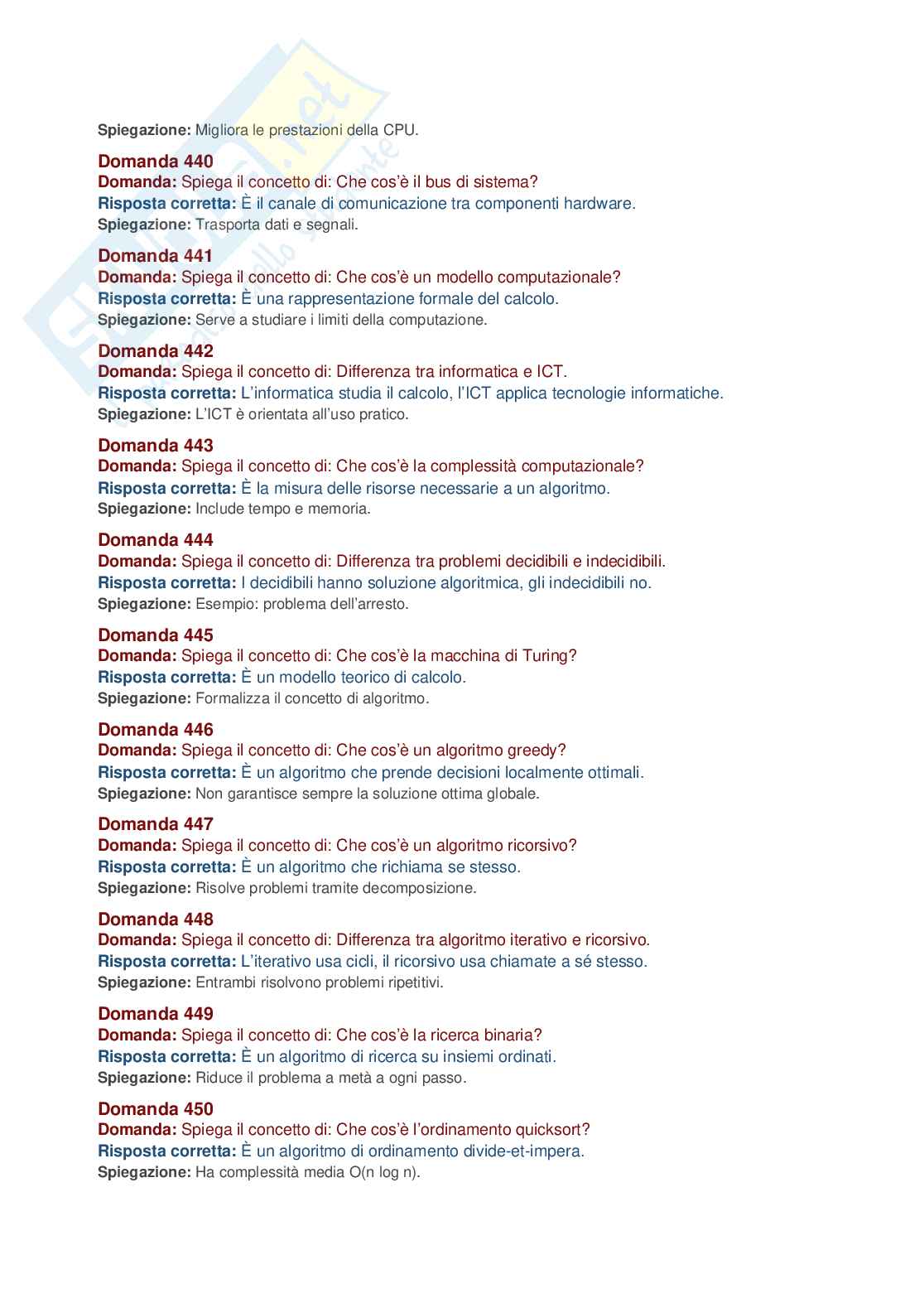 Informatica – 512 domande d’esame con risposte e spiegazioni complete, Prove d'esame di Fondamenti di informatica Pag. 41