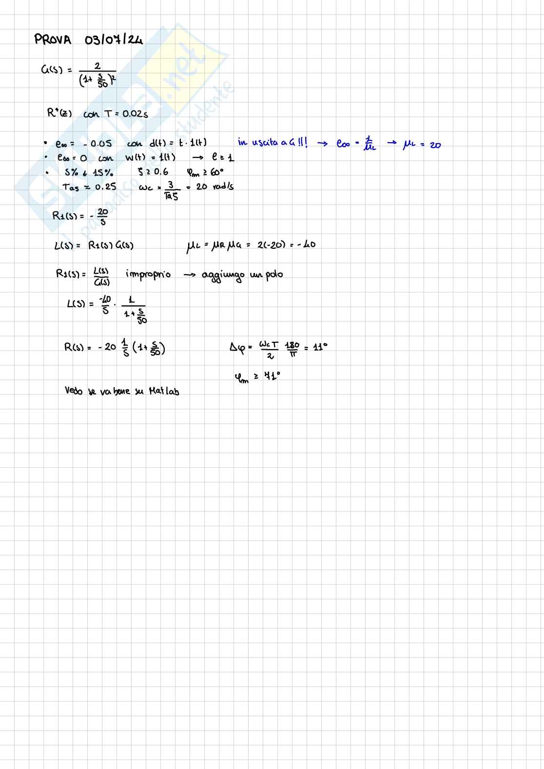 Esercizio Controlli automatici  Pag. 6