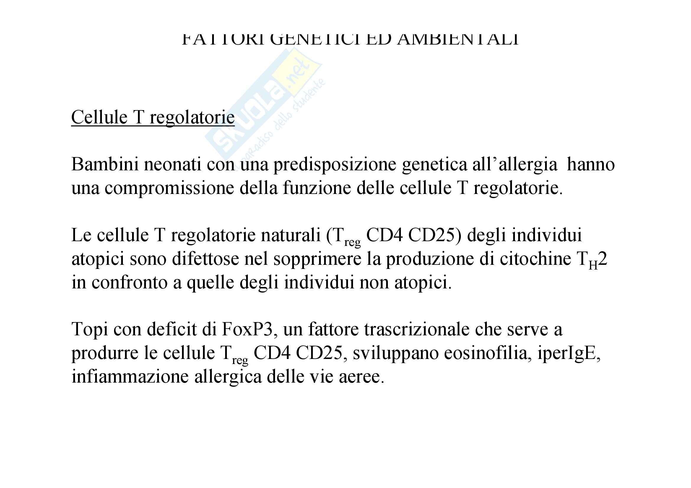 Immunologia - allergia fattori genetici e ambientali Pag. 21