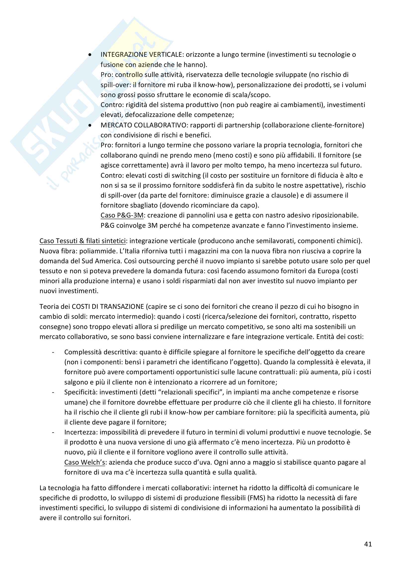 Riassunto esame di gestione aziendale, prof Federico Caniato, libro consigliato La gestione dell'impresa, Gianluca Spina Pag. 41