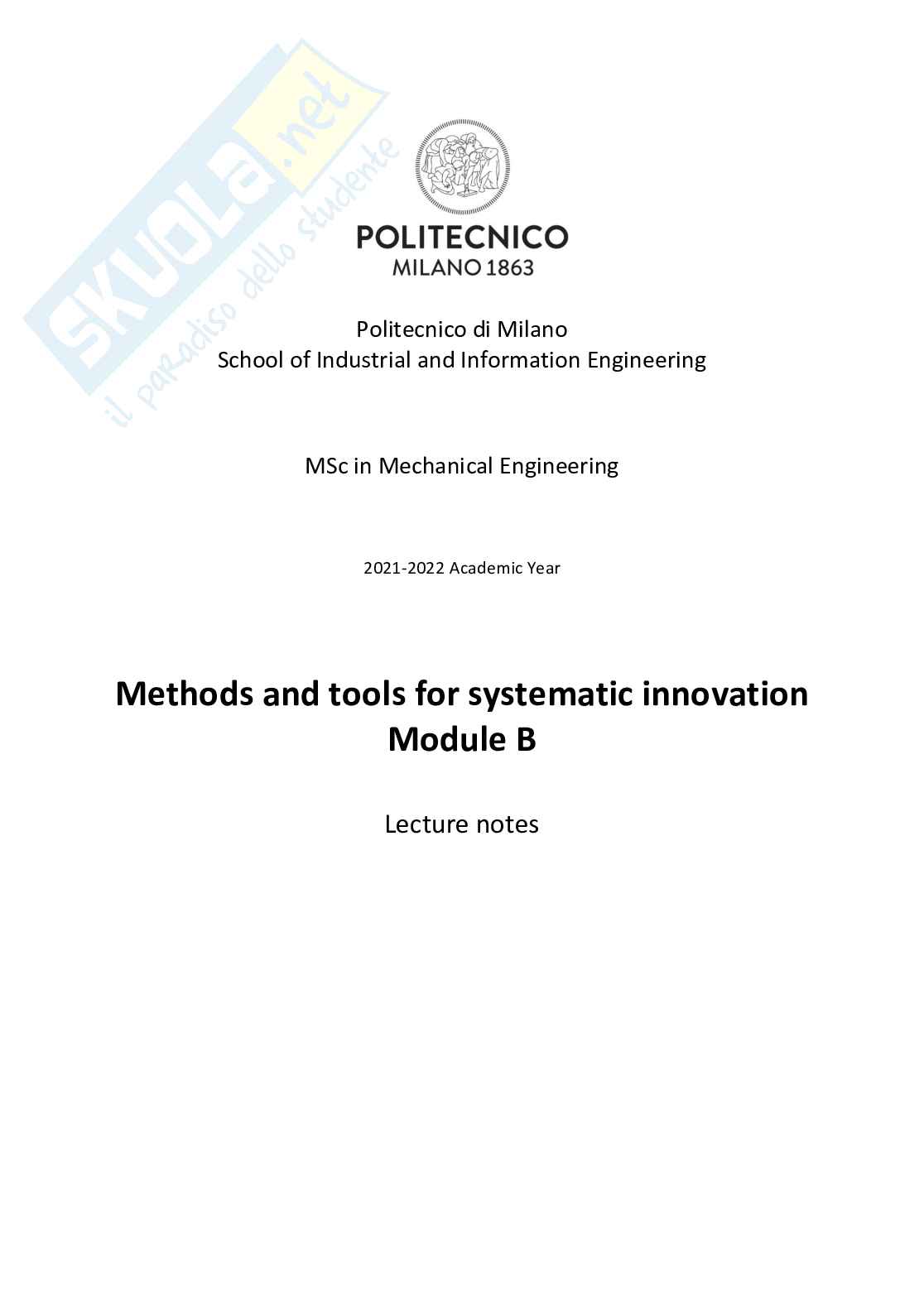 Appunti methods and tools for systematic innovation - Parte B Pag. 1