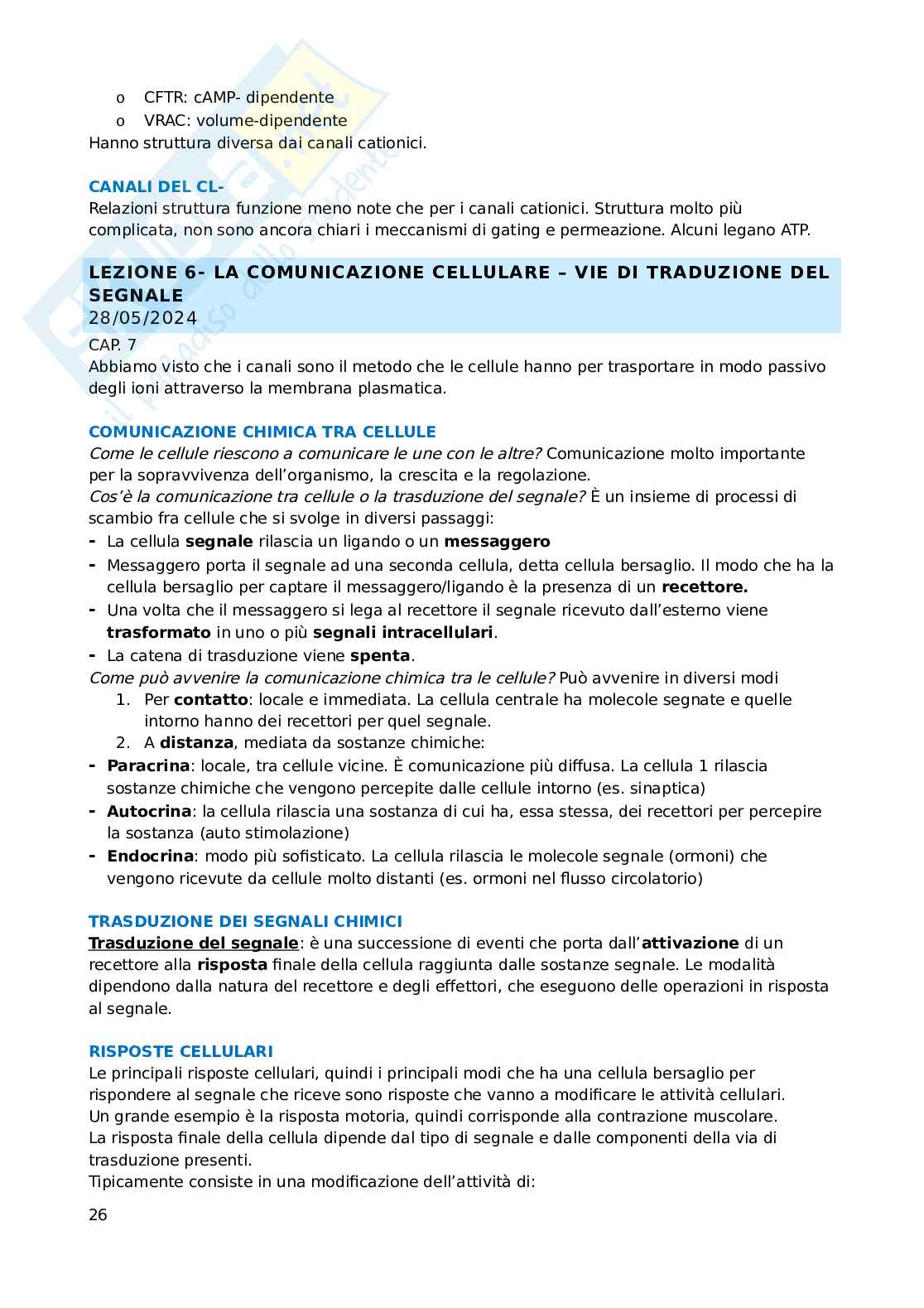 Fisiologia cellulare Pag. 26