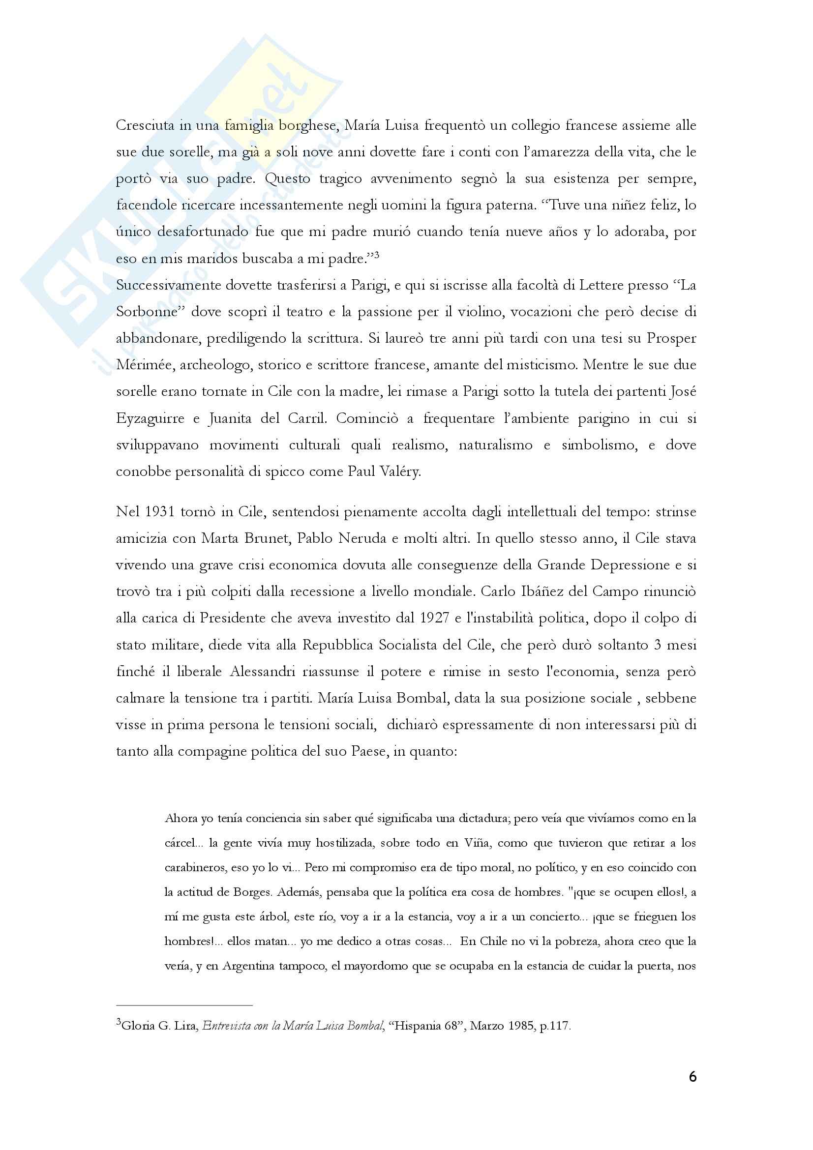 Tesi, Tra sogno e realtà: la donna di Maria Luisa Bombal Pag. 6
