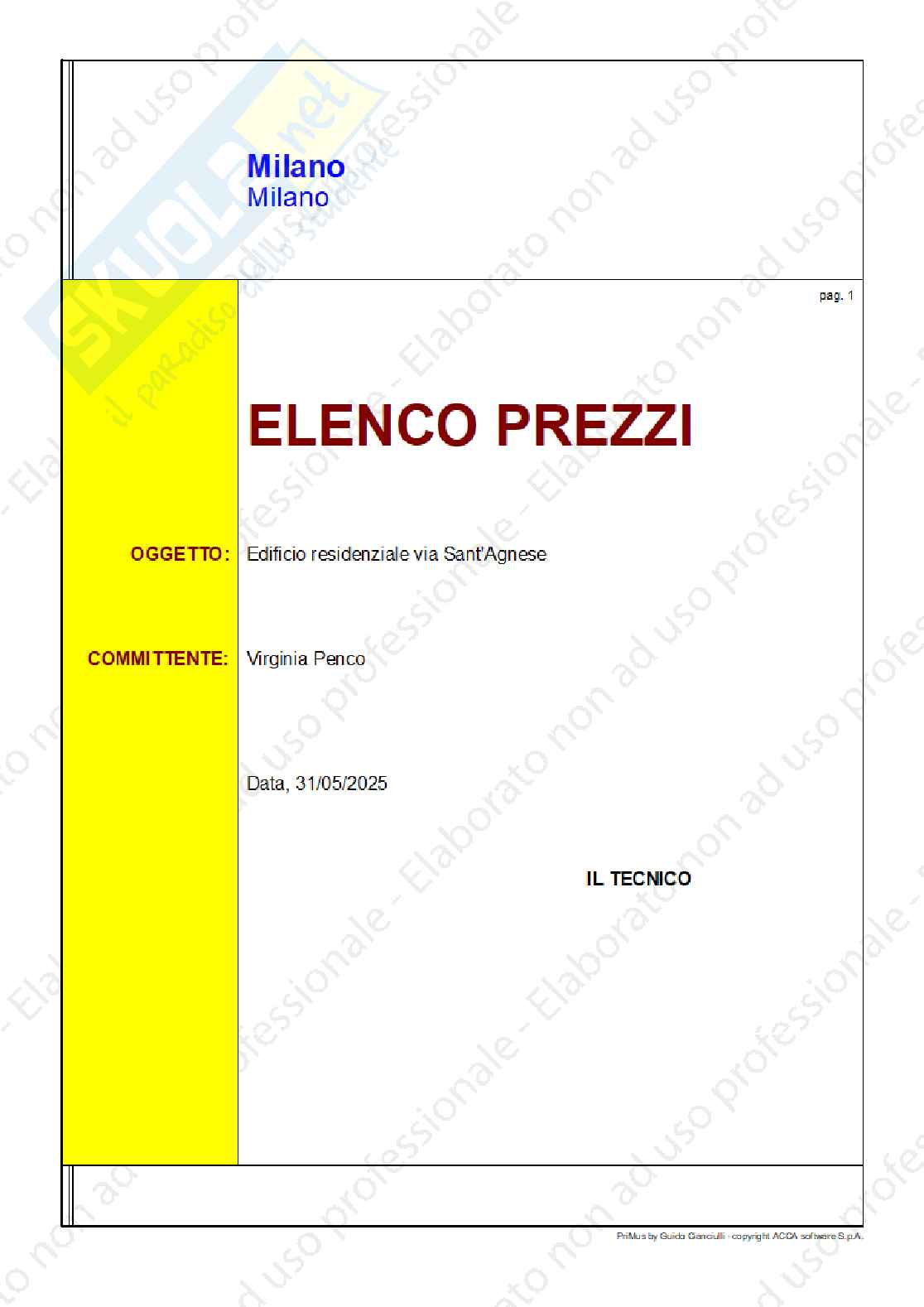 Elenco prezzi esercitazione Pag. 1